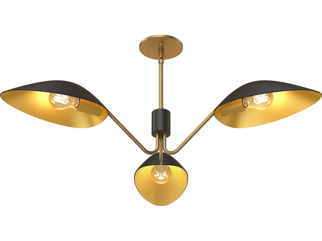 Alora Mood Oscar 3-Light Aged Gold Matte Black Chandelier
