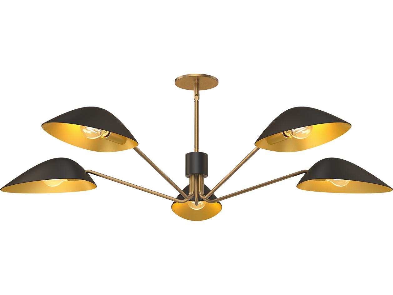 Alora Mood Oscar 5-Light Aged Gold Matte Black Chandelier