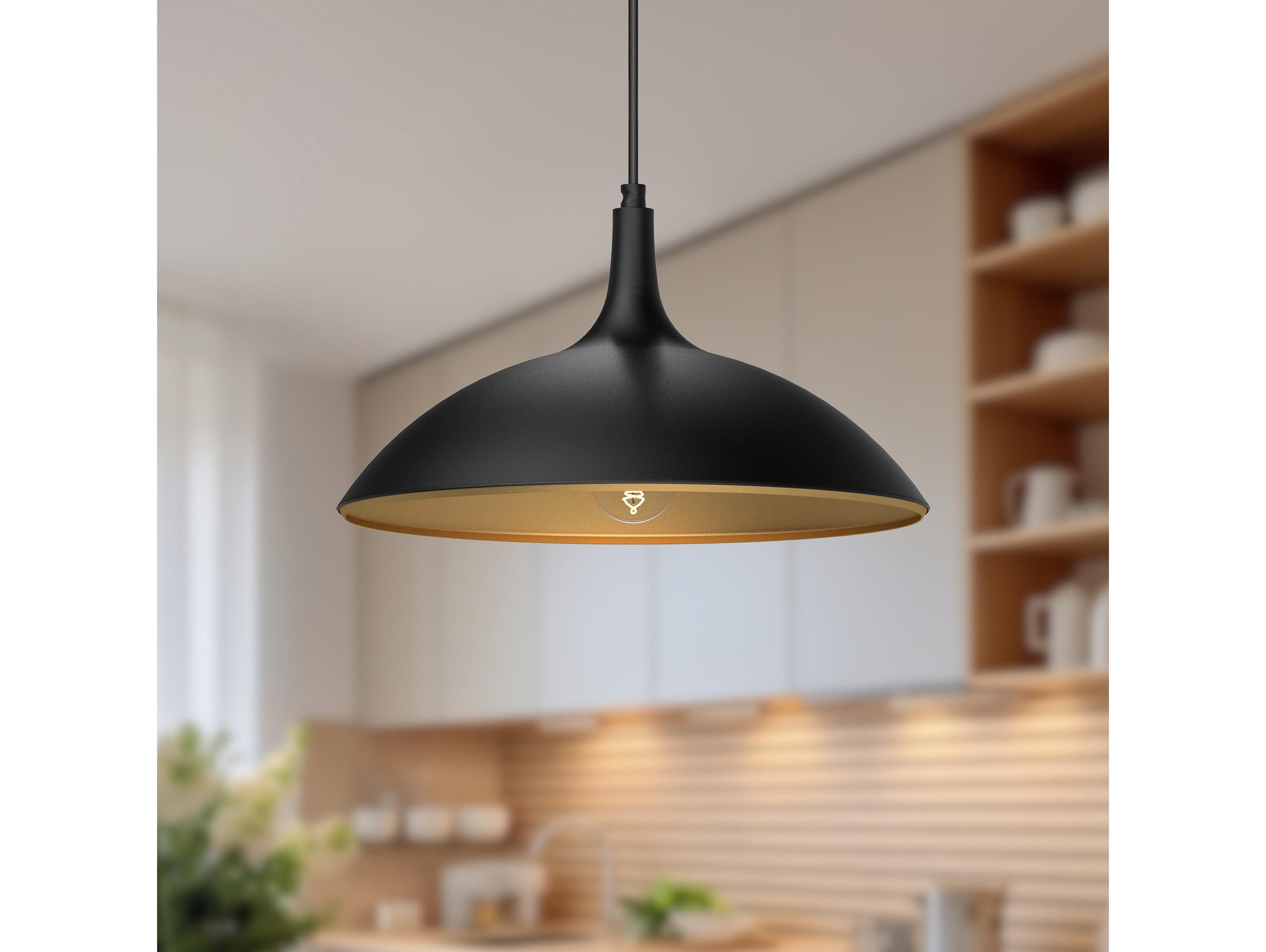 Alora Mood Abel 1-Light Matte Black Dome Pendant