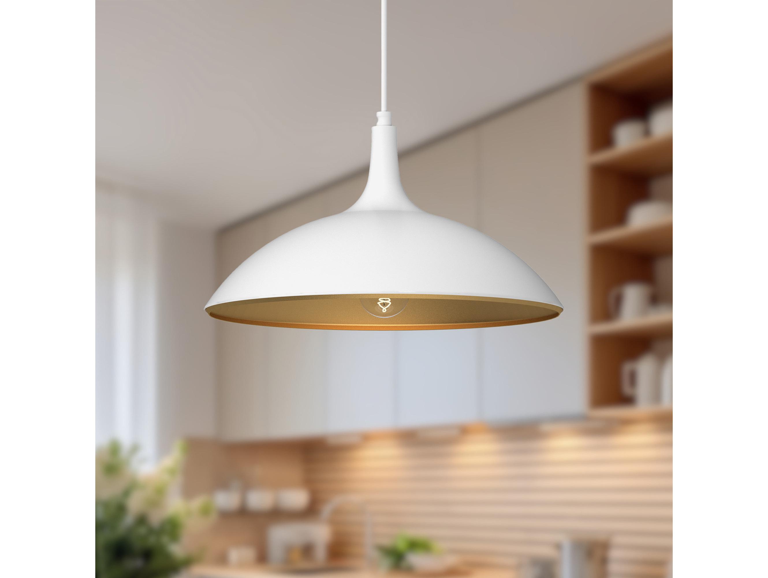 Alora Mood Abel 1-Light White Dome Pendant