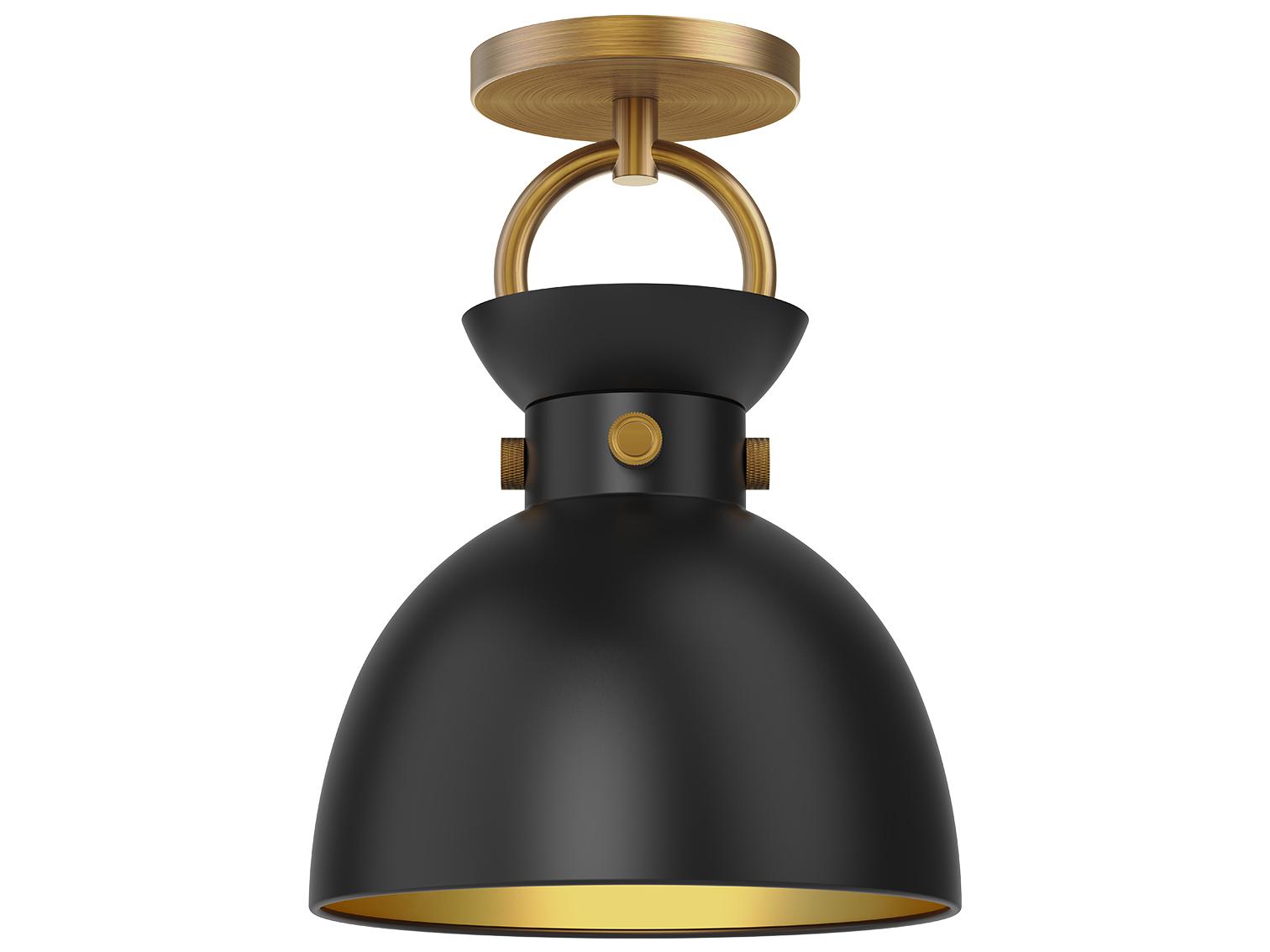 Alora Mood Waldo 1-Light Aged Gold Matte Black Semi Flush Mount