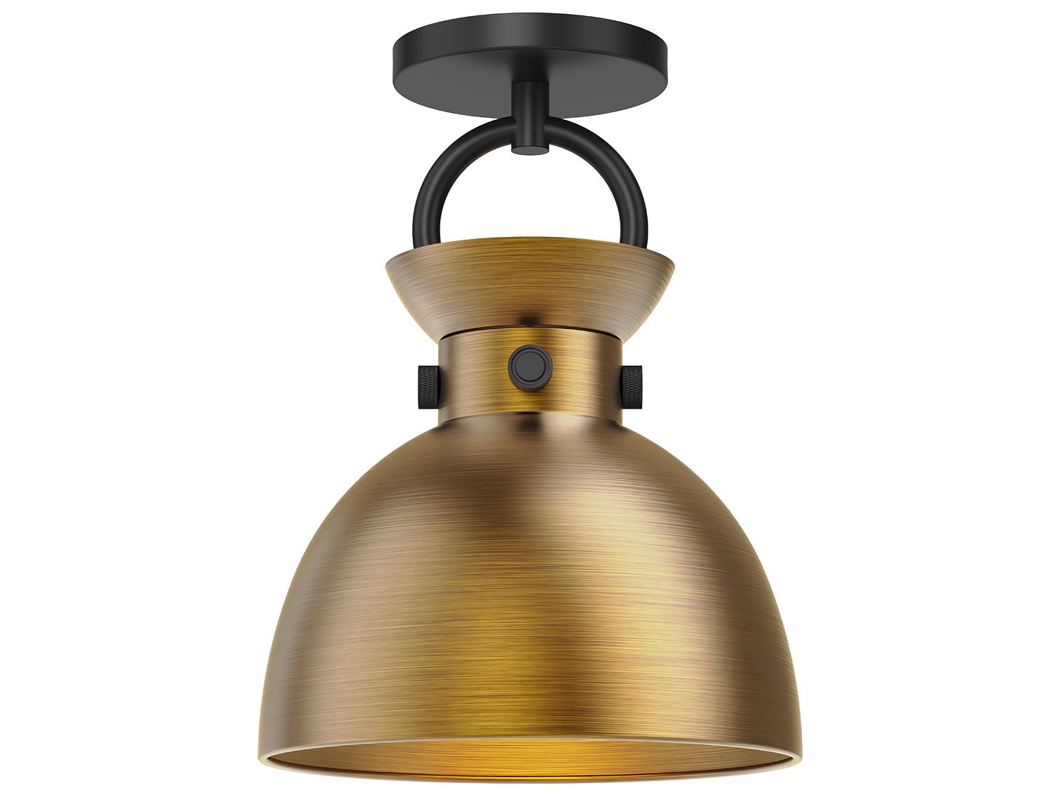 Alora Mood Waldo 1-Light Matte Black Aged Gold Semi Flush Mount