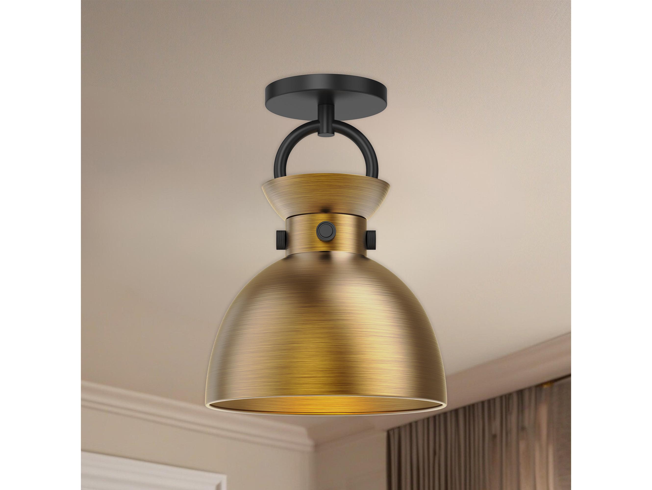 Alora Mood Waldo 1-Light Matte Black Aged Gold Semi Flush Mount