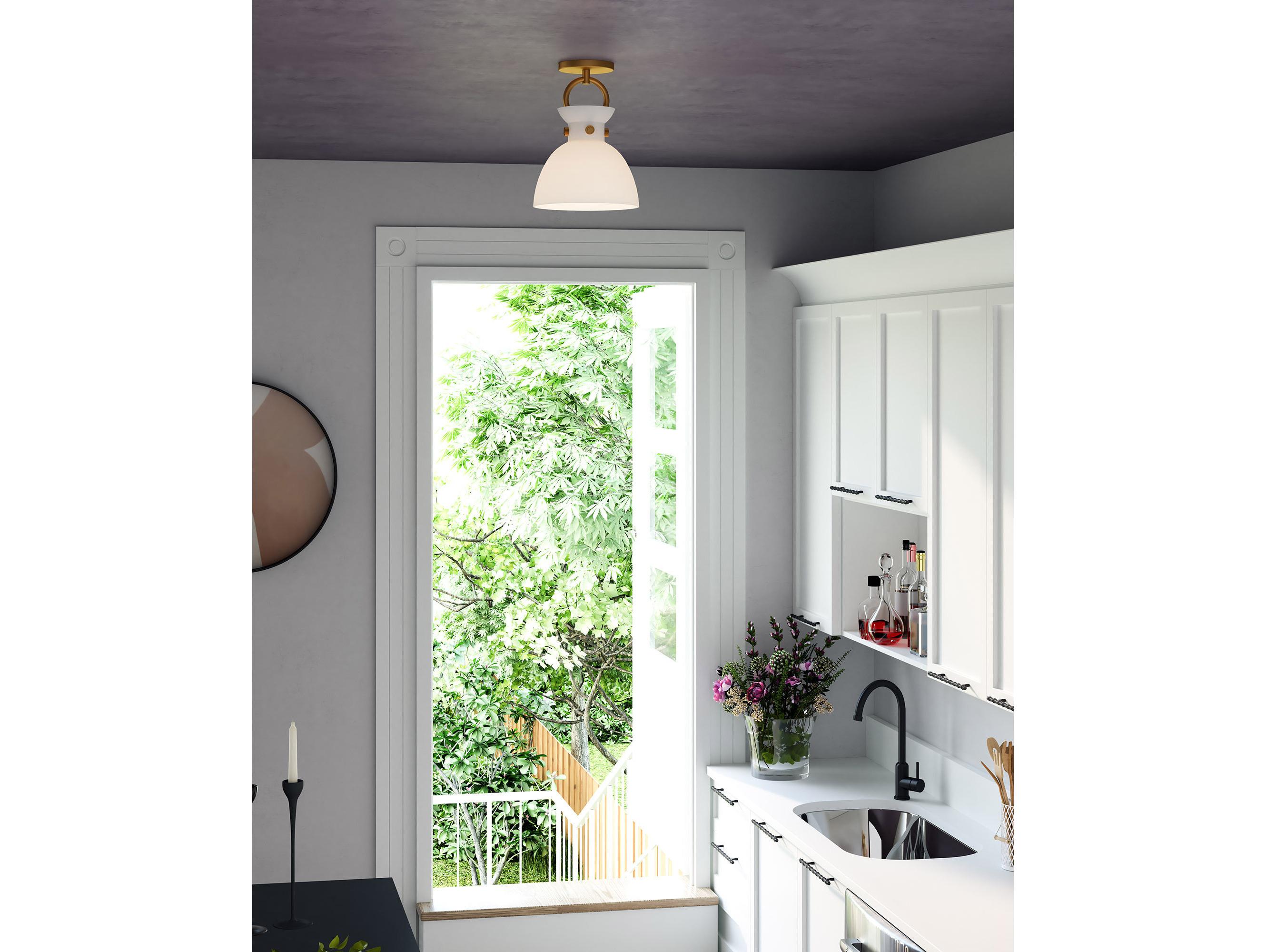 Alora Mood Waldo 1-Light Aged Gold Semi Flush Mount