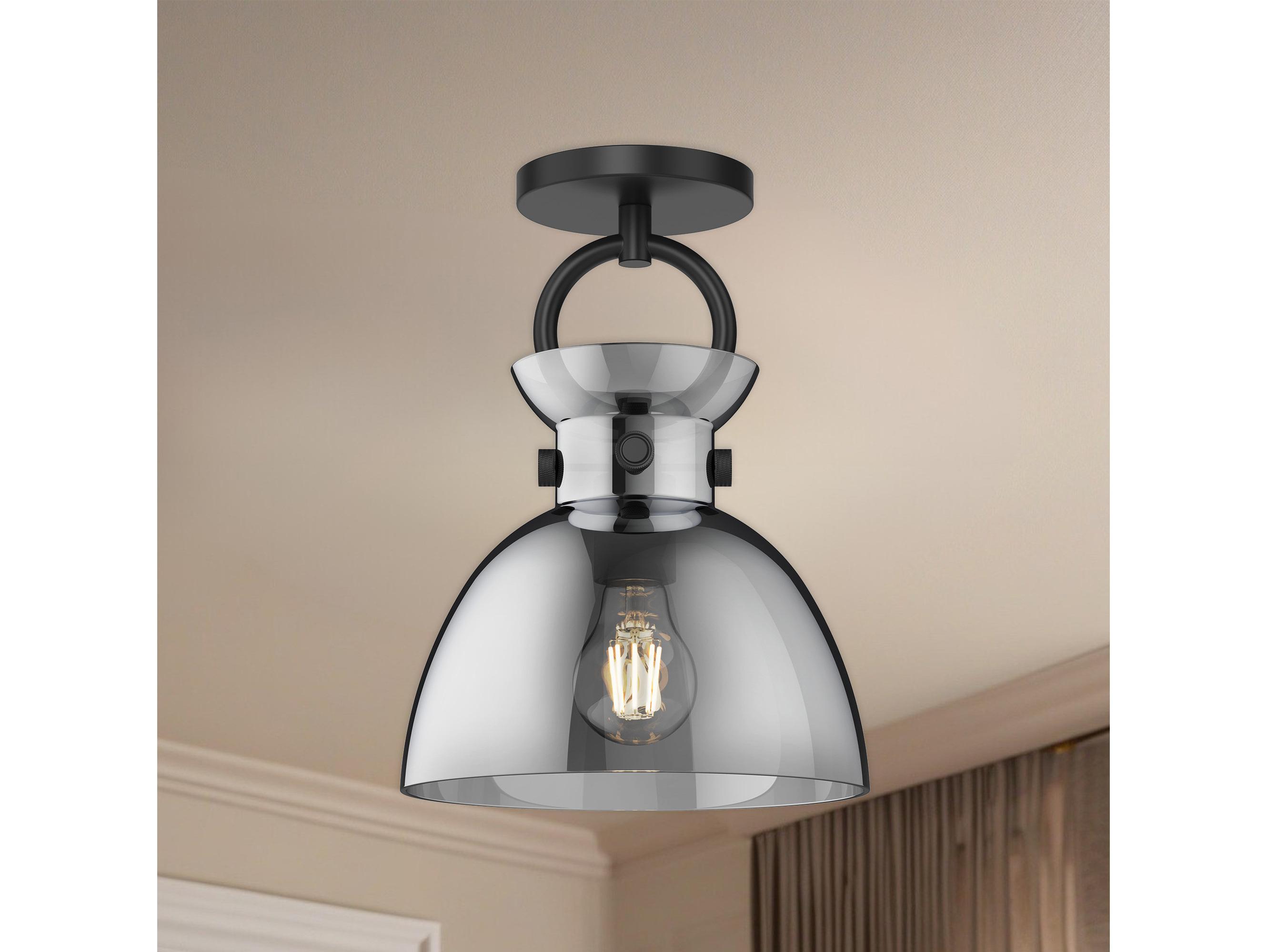 Alora Mood Waldo 1-Light Matte Black Semi Flush Mount