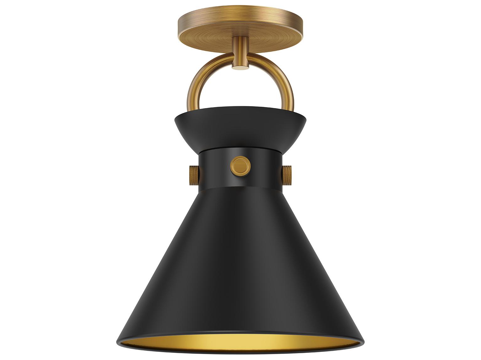 Alora Mood Emerson 1-Light Aged Gold Matte Black Semi Flush Mount