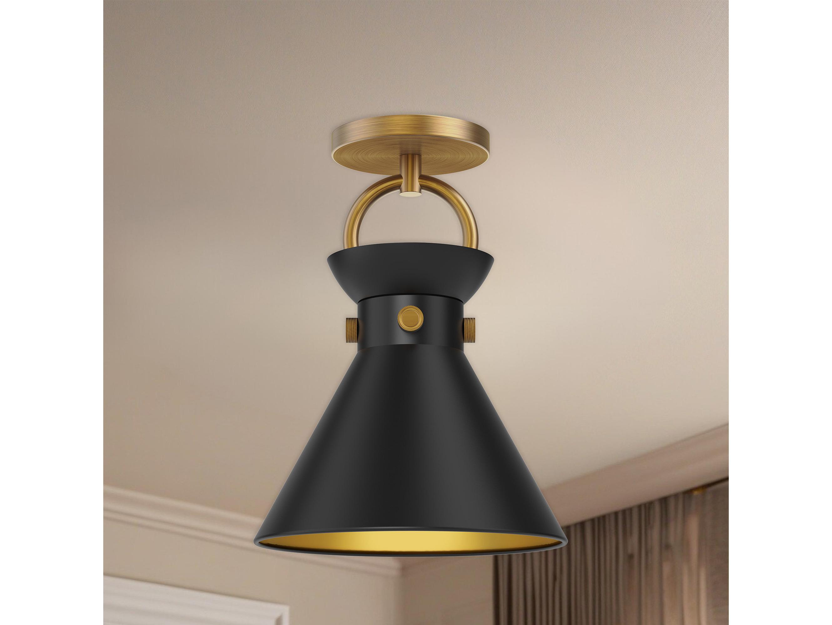Alora Mood Emerson 1-Light Aged Gold Matte Black Semi Flush Mount