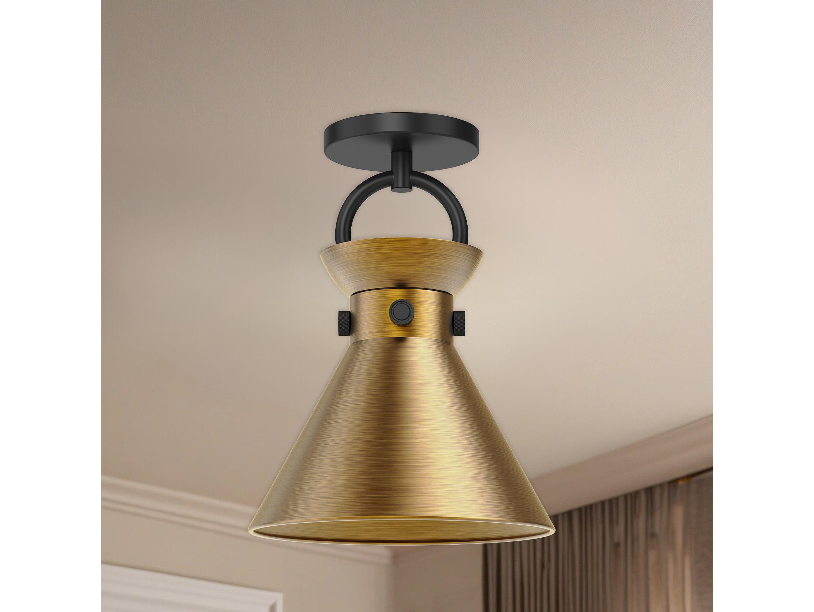 Alora Mood Emerson 1-Light Matte Black Aged Gold Semi Flush Mount