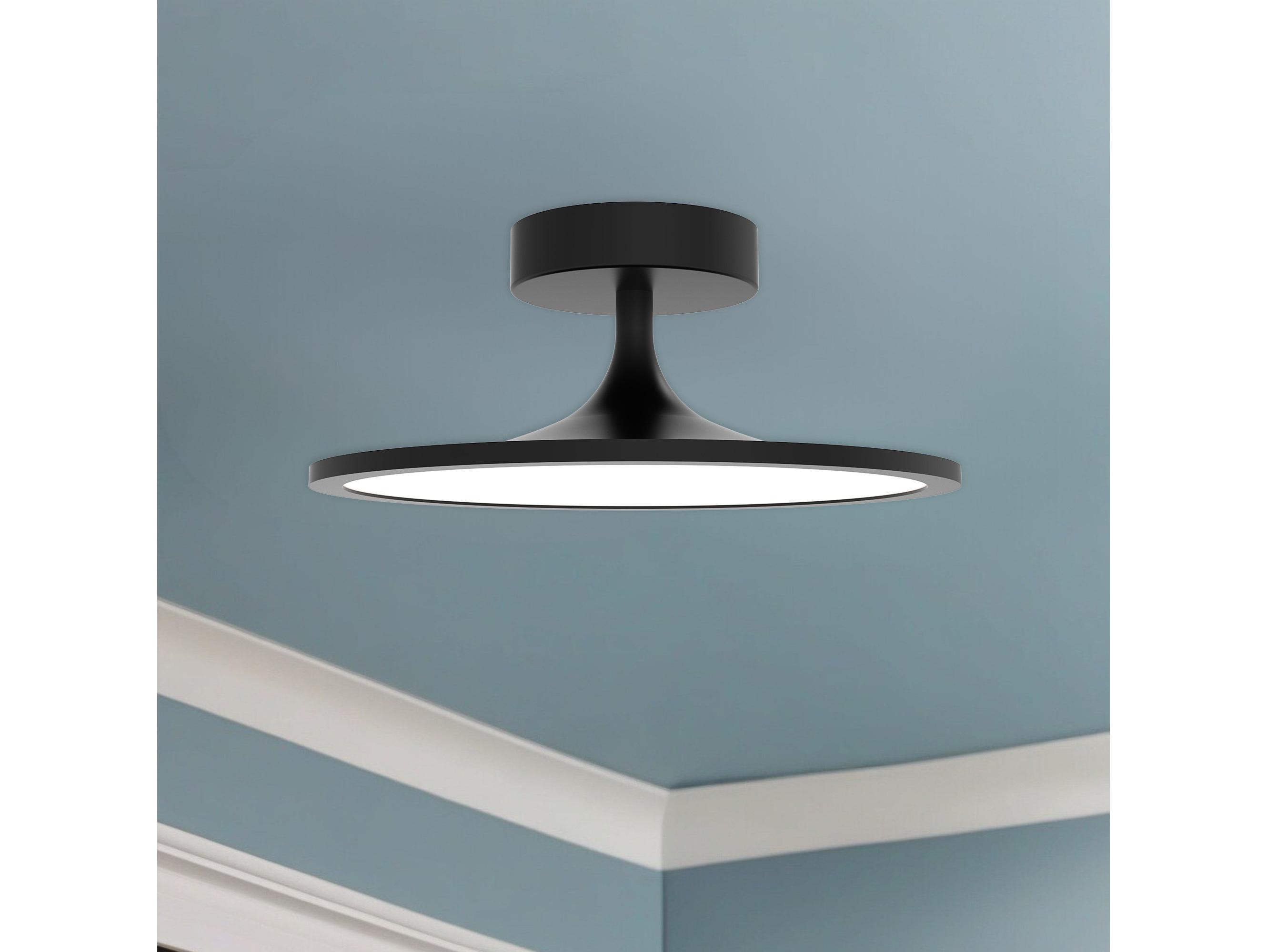 Alora Mood Issa Matte Black Round Semi Flush Mount