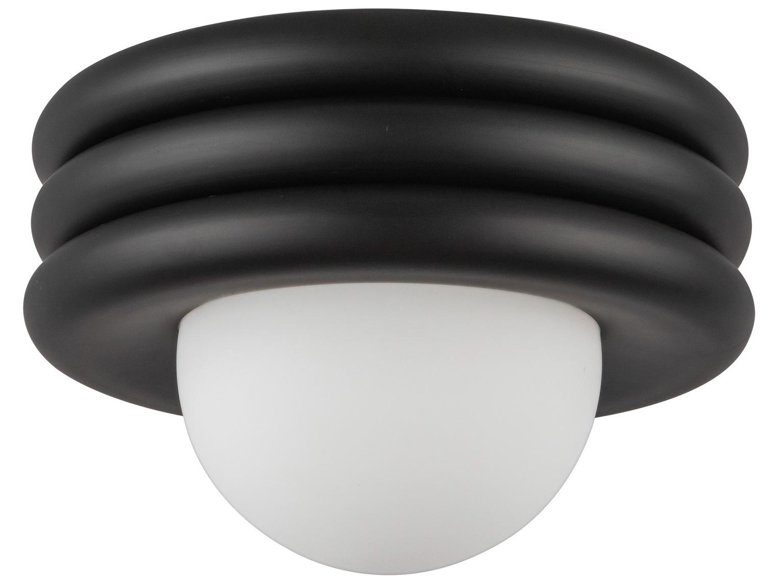 Alora Mood Harvey 1-Light Matte Black Globe Semi Flush Mount