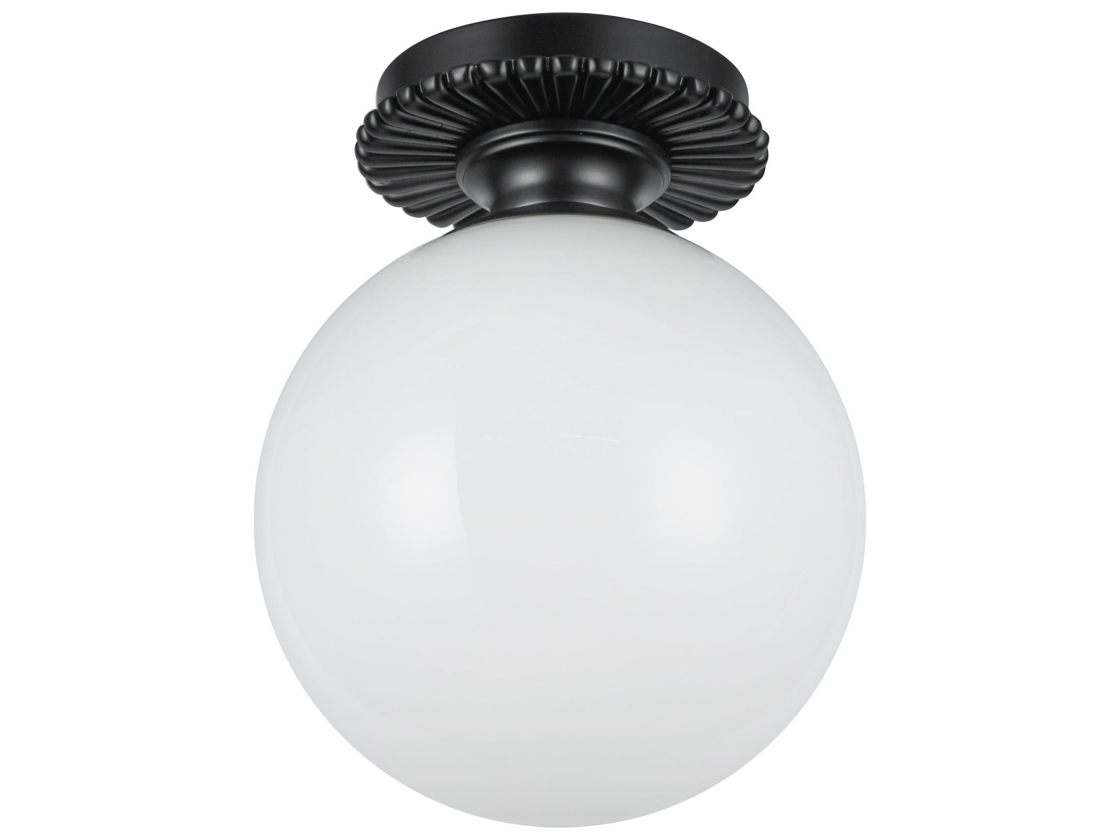 Alora Mood Otis 1-Light Matte Black Globe Semi Flush Mount