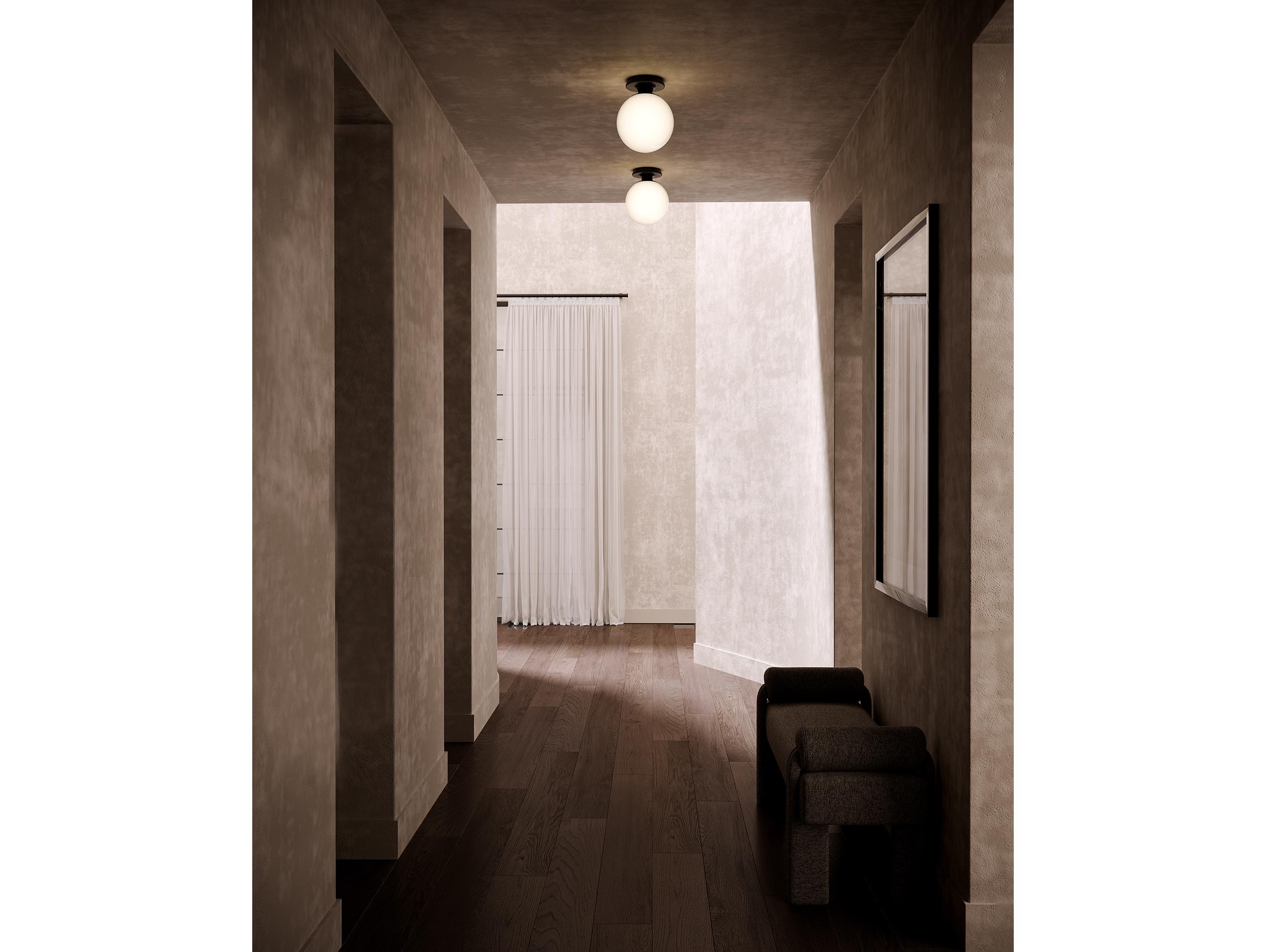 Alora Mood Otis 1-Light Matte Black Globe Semi Flush Mount