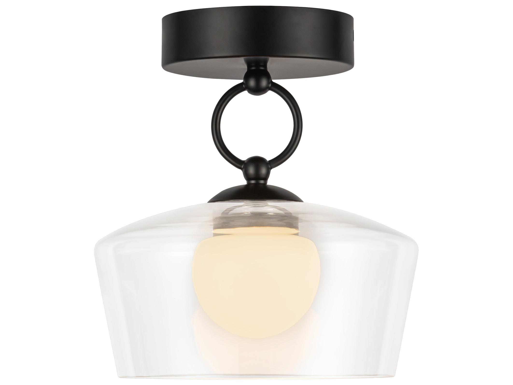 Alora Mood Leota Matte Black Semi Flush Mount
