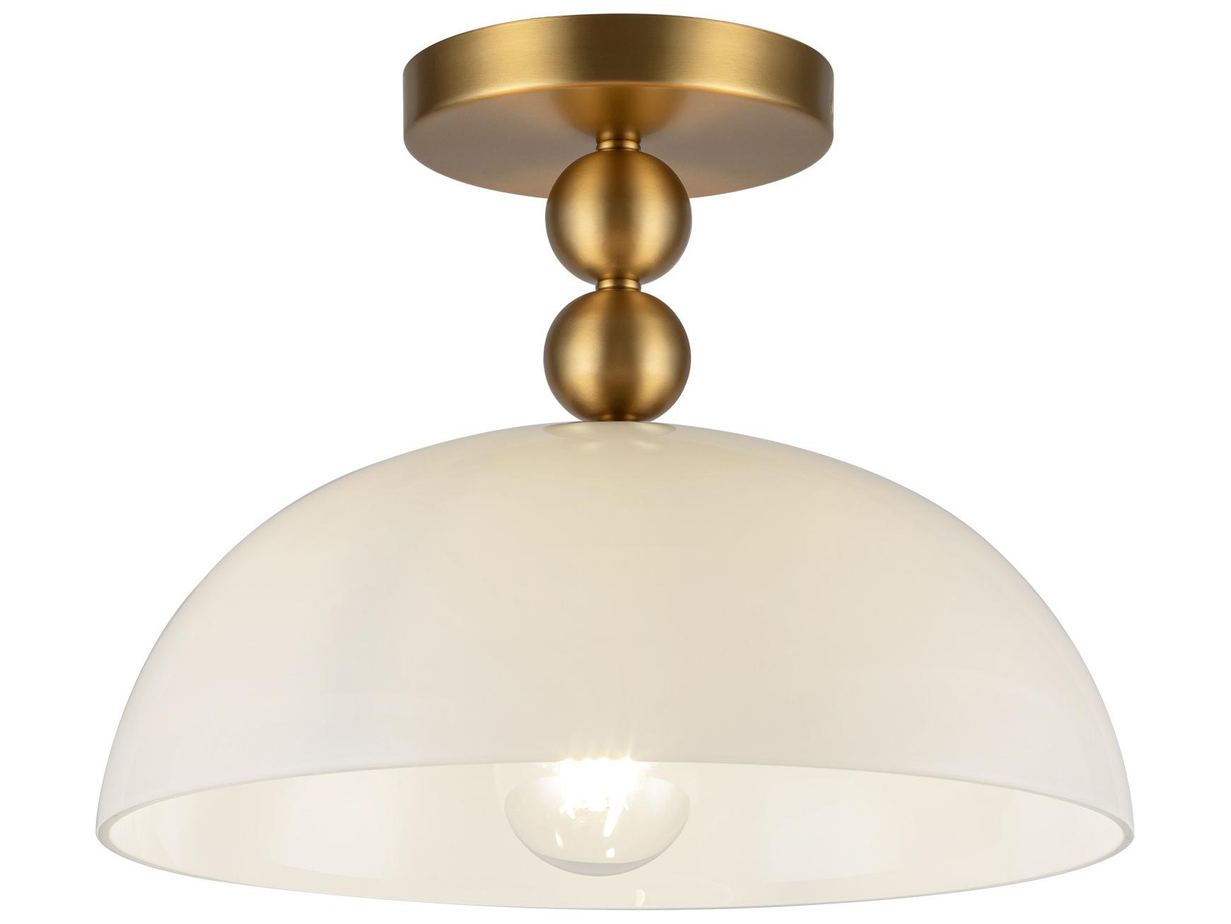 Alora Mood Paisley 1-Light Brushed Gold Dome Semi Flush Mount