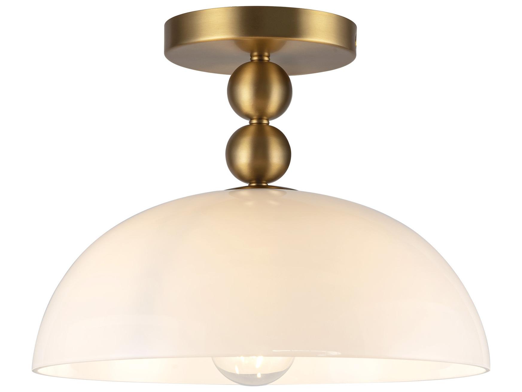 Alora Mood Paisley 1-Light Brushed Gold Dome Semi Flush Mount