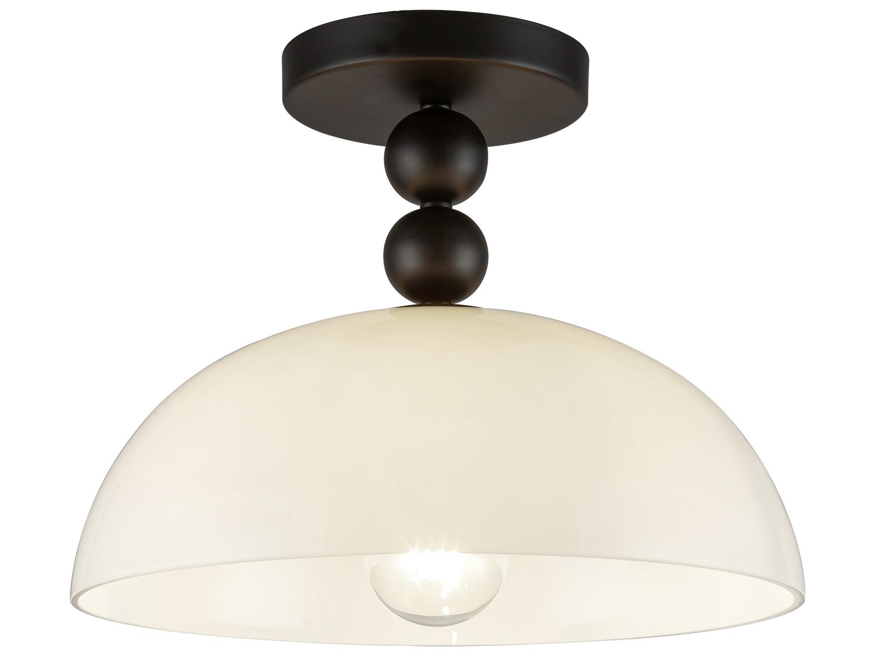 Alora Mood Paisley 1-Light Matte Black Dome Semi Flush Mount