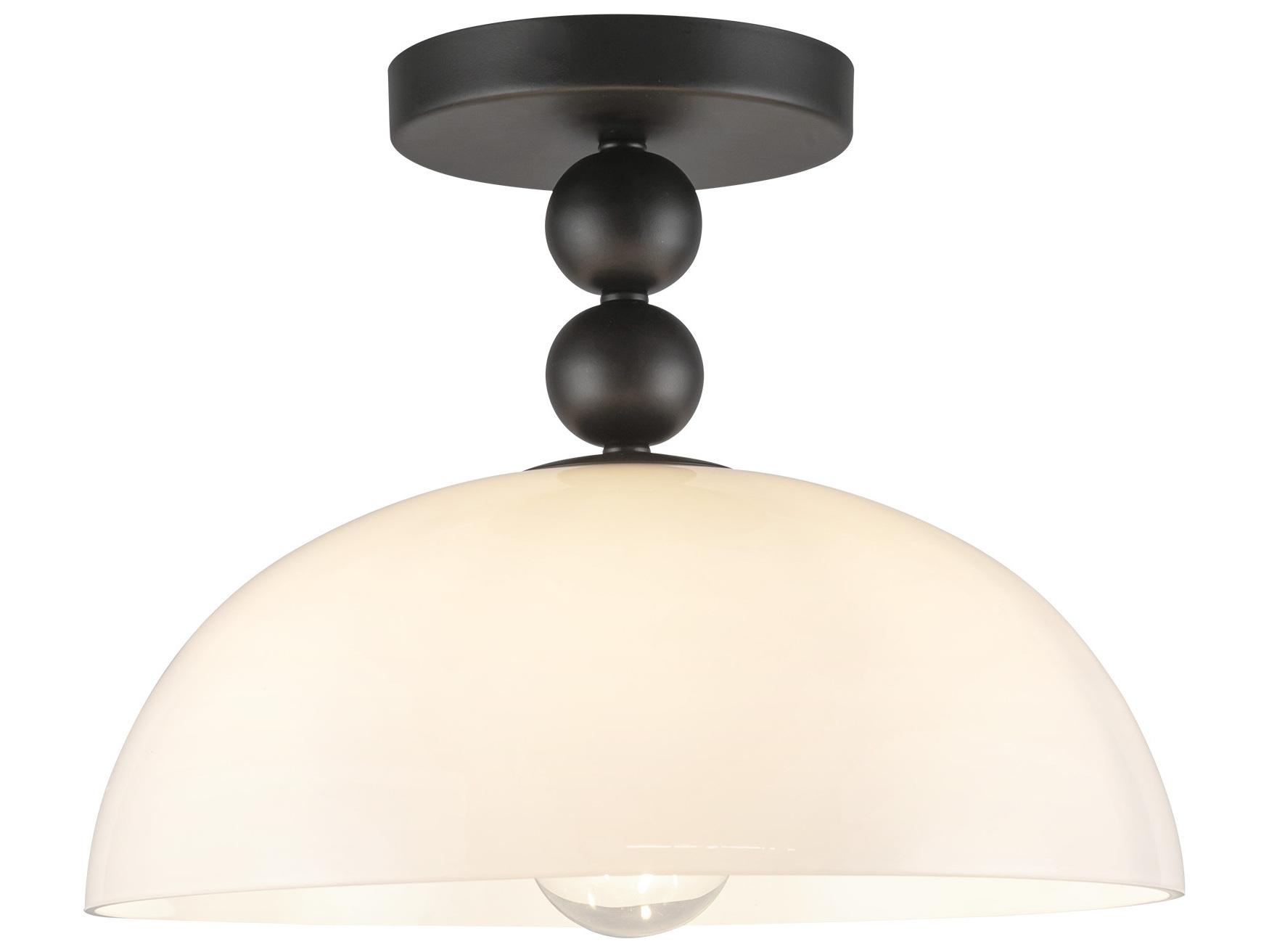 Alora Mood Paisley 1-Light Matte Black Dome Semi Flush Mount