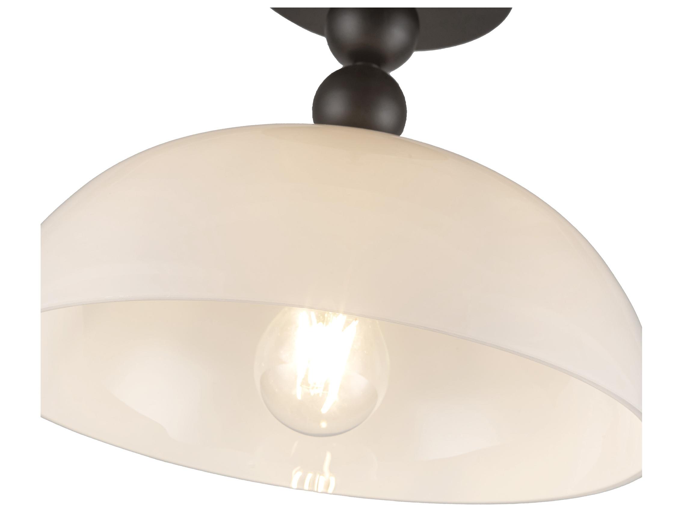Alora Mood Paisley 1-Light Matte Black Dome Semi Flush Mount