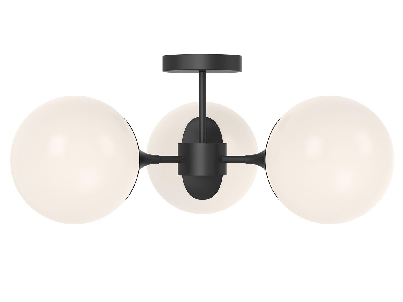 Alora Mood Nouveau 3-Light Matte Black Globe Semi Flush Mount