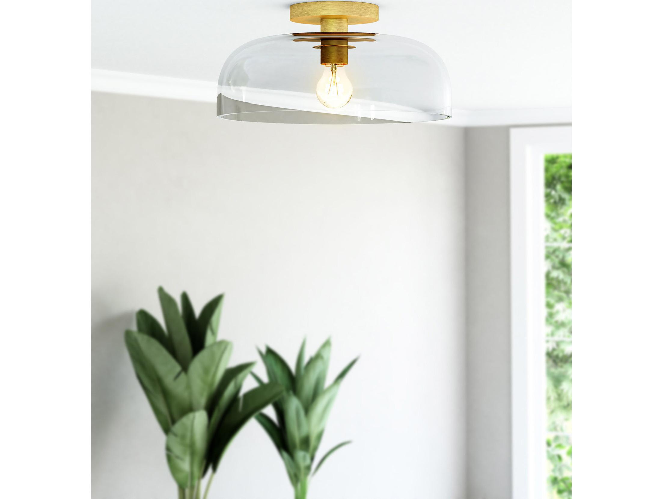 Alora Mood Sylvia 1-Light Brushed Gold Dome Semi Flush Mount