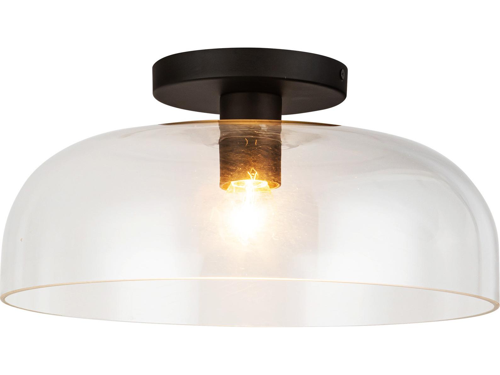 Alora Mood Sylvia 1-Light Matte Black Dome Semi Flush Mount