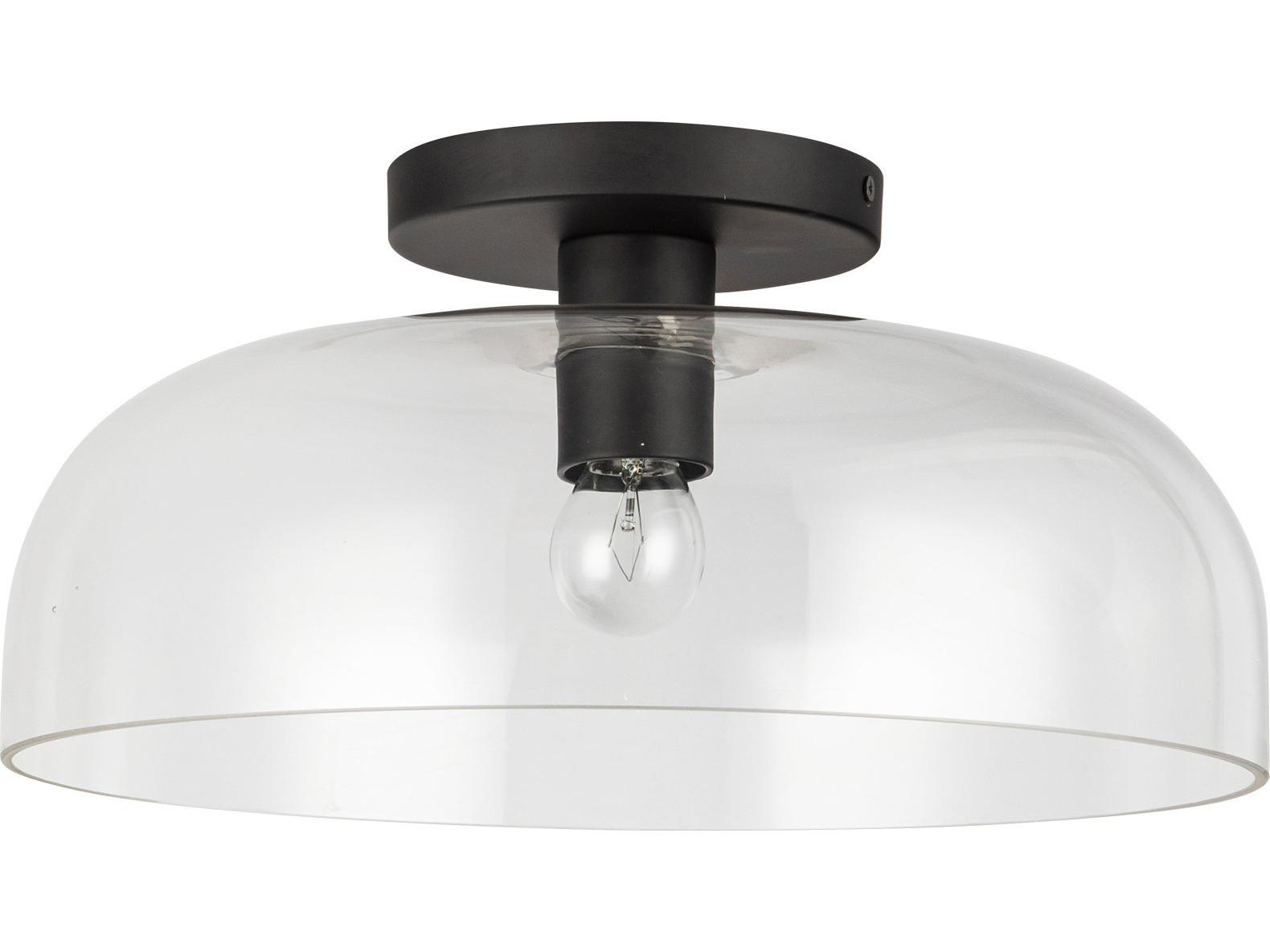 Alora Mood Sylvia 1-Light Matte Black Dome Semi Flush Mount