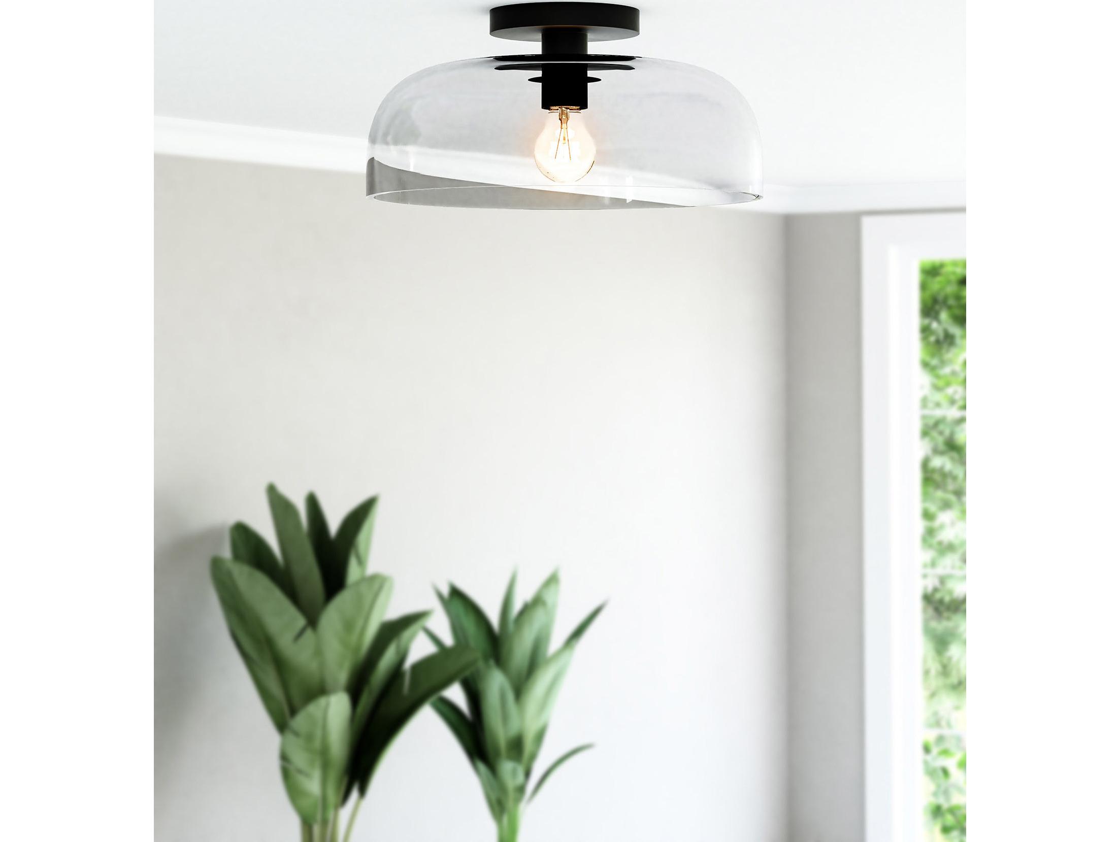 Alora Mood Sylvia 1-Light Matte Black Dome Semi Flush Mount