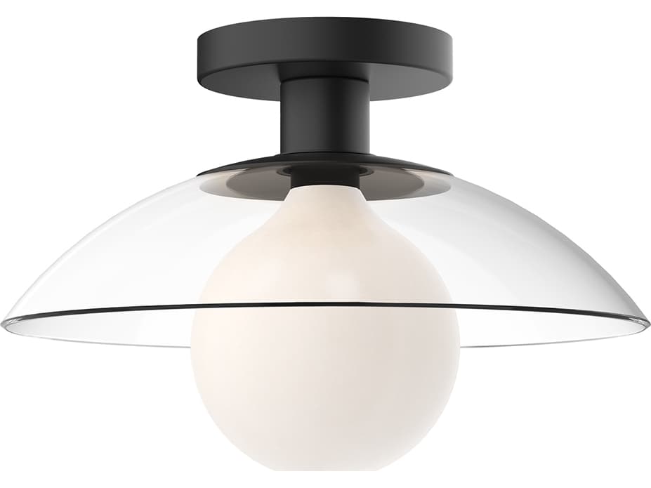 Alora Mood Francesca 1-Light Matte Black Dome Semi Flush Mount