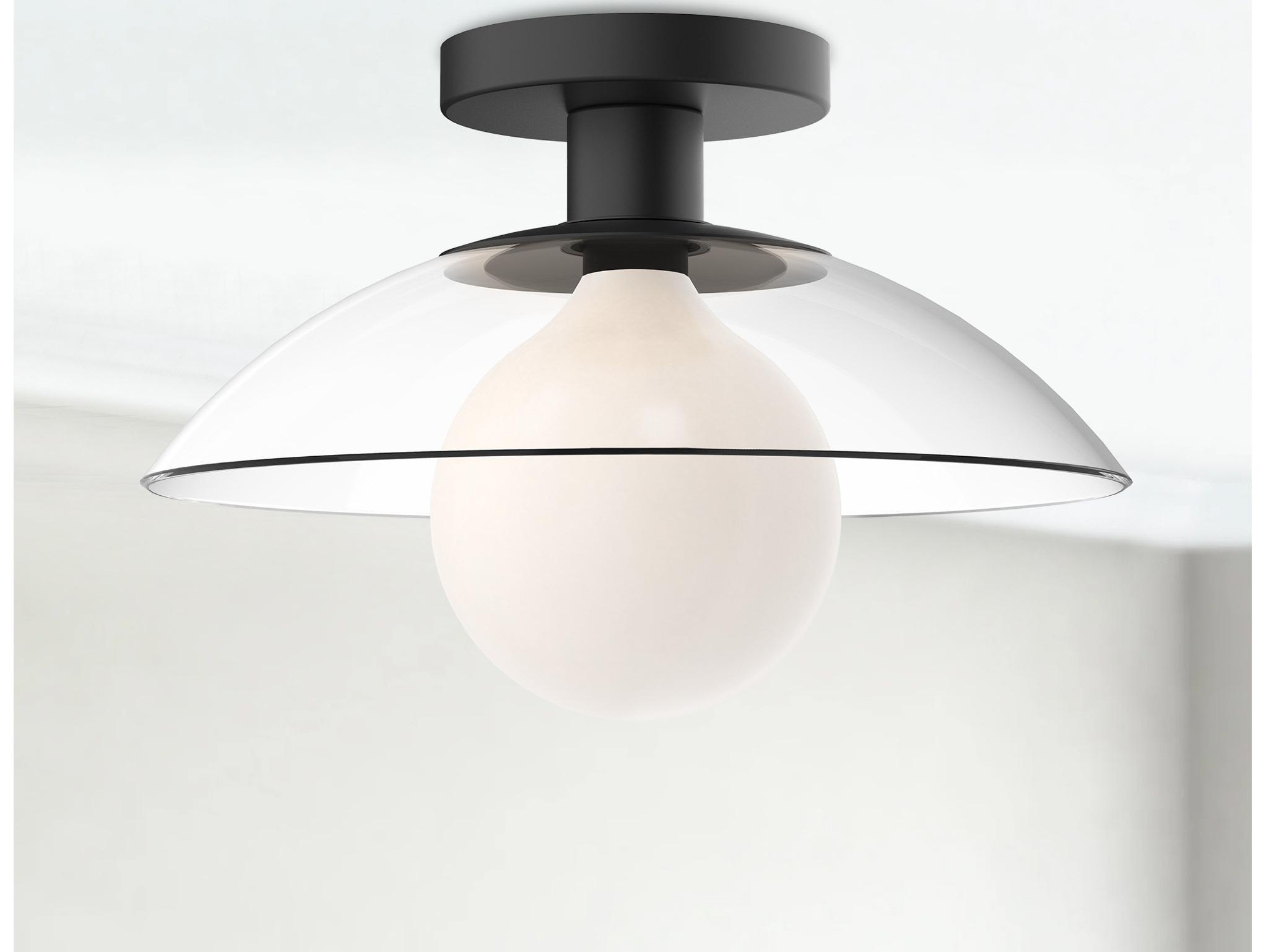 Alora Mood Francesca 1-Light Matte Black Dome Semi Flush Mount