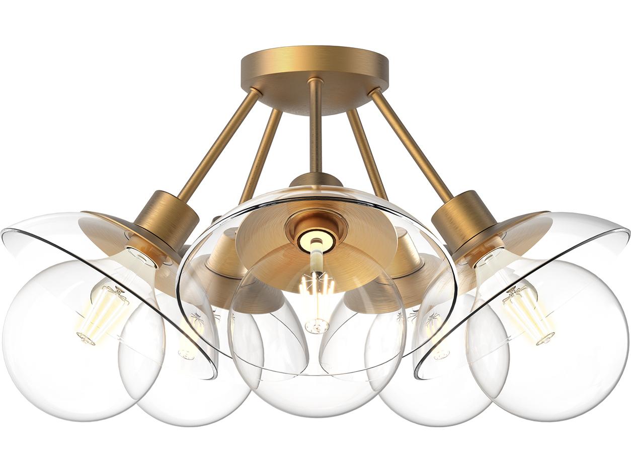 Alora Mood Francesca 5-Light Aged Gold Dome Sputnik Semi Flush Mount