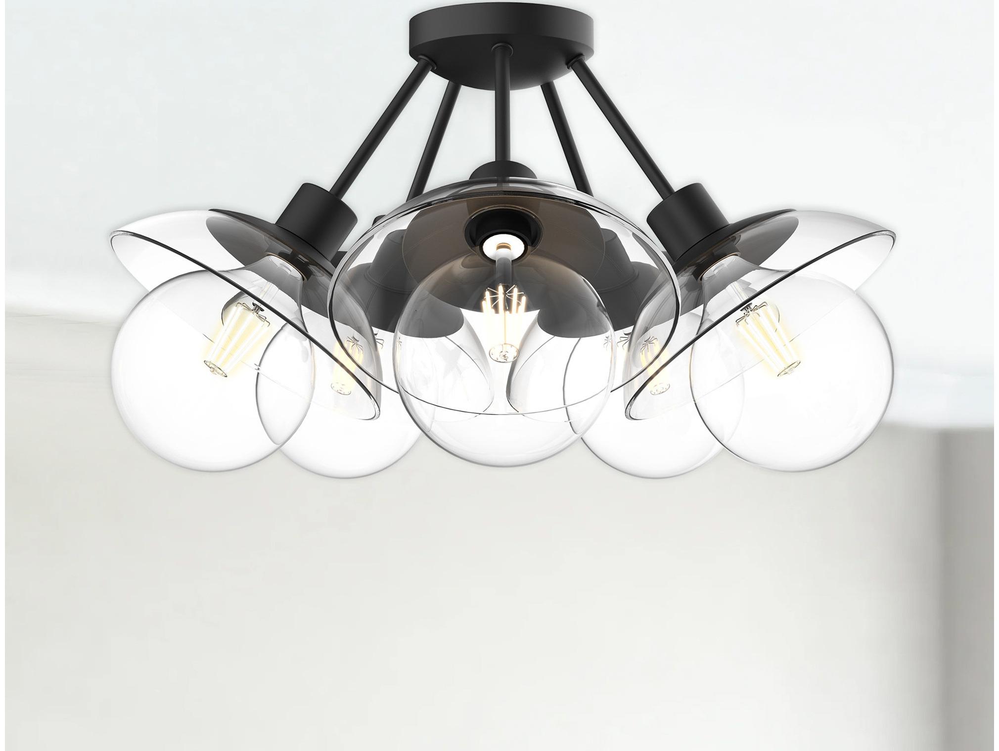 Alora Mood Francesca 5-Light Matte Black Dome Sputnik Semi Flush Mount