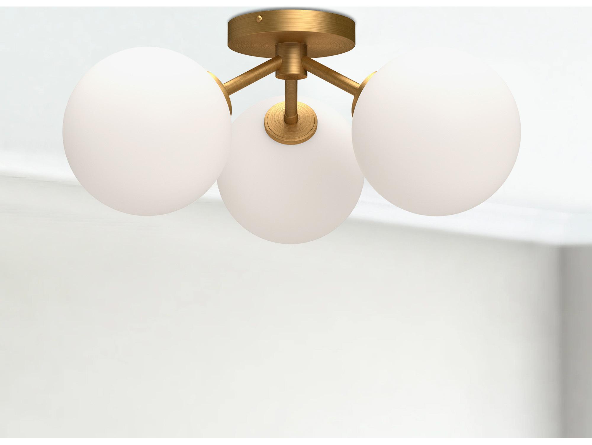 Alora Mood Cassia 3-Light Aged Gold Globe Semi Flush Mount