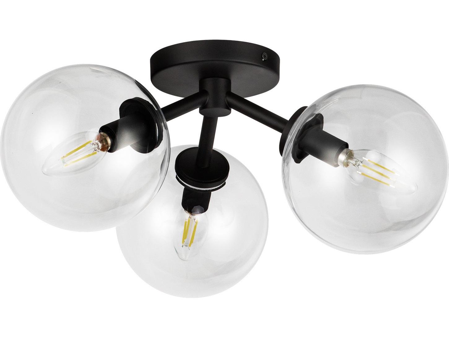 Alora Mood Cassia 3-Light Matte Black Globe Semi Flush Mount