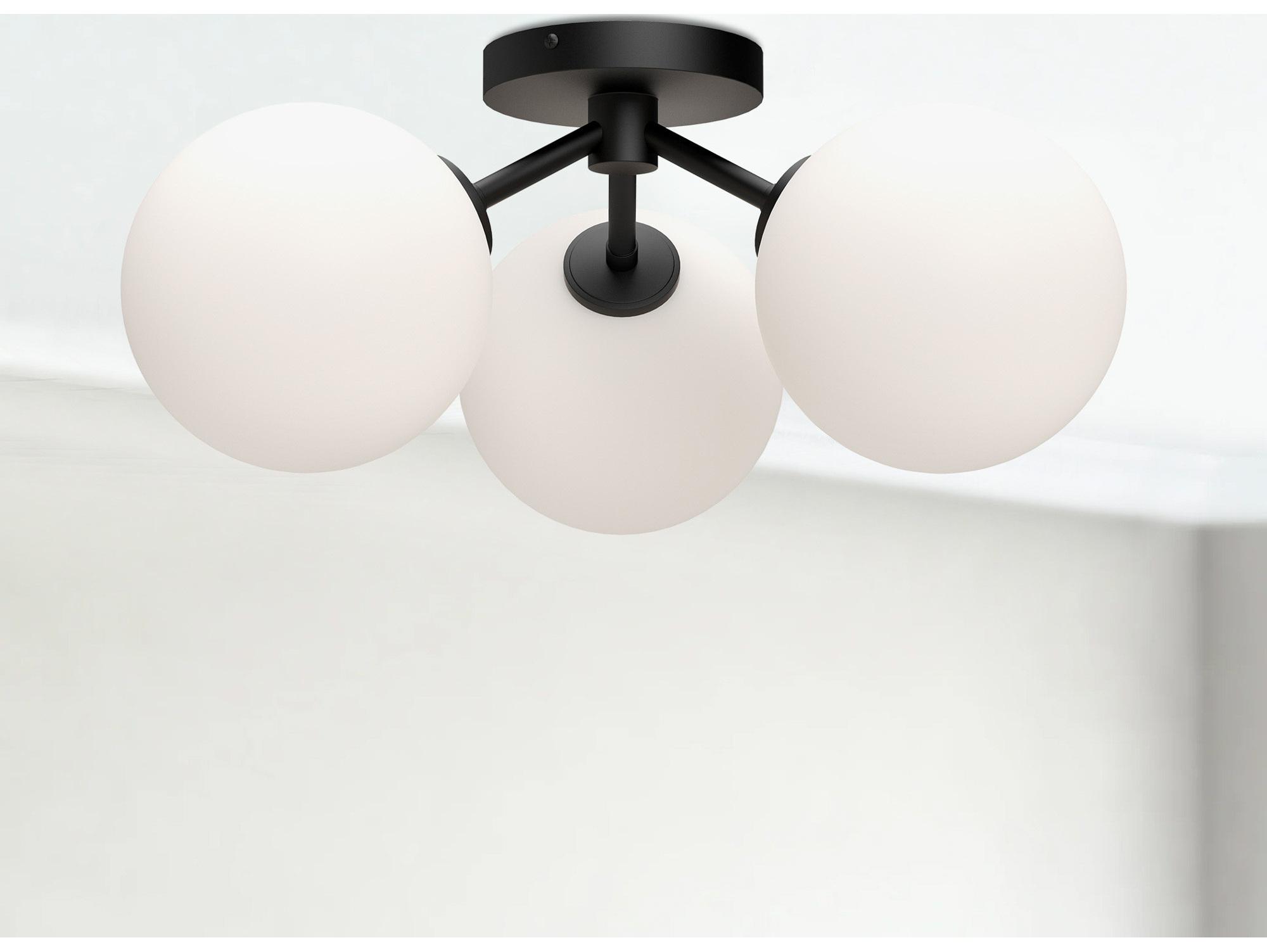 Alora Mood Cassia 3-Light Matte Black Globe Semi Flush Mount