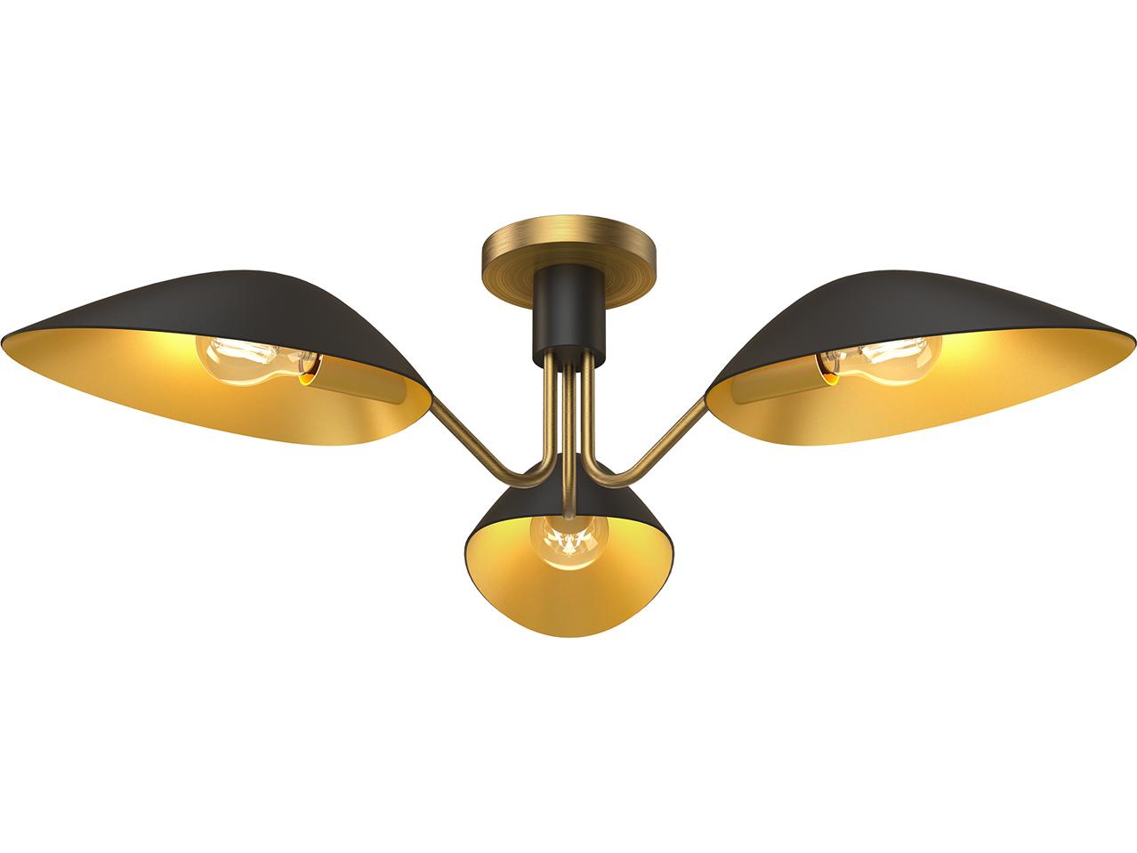 Alora Mood Oscar 3-Light Aged Gold Matte Black Semi Flush Mount