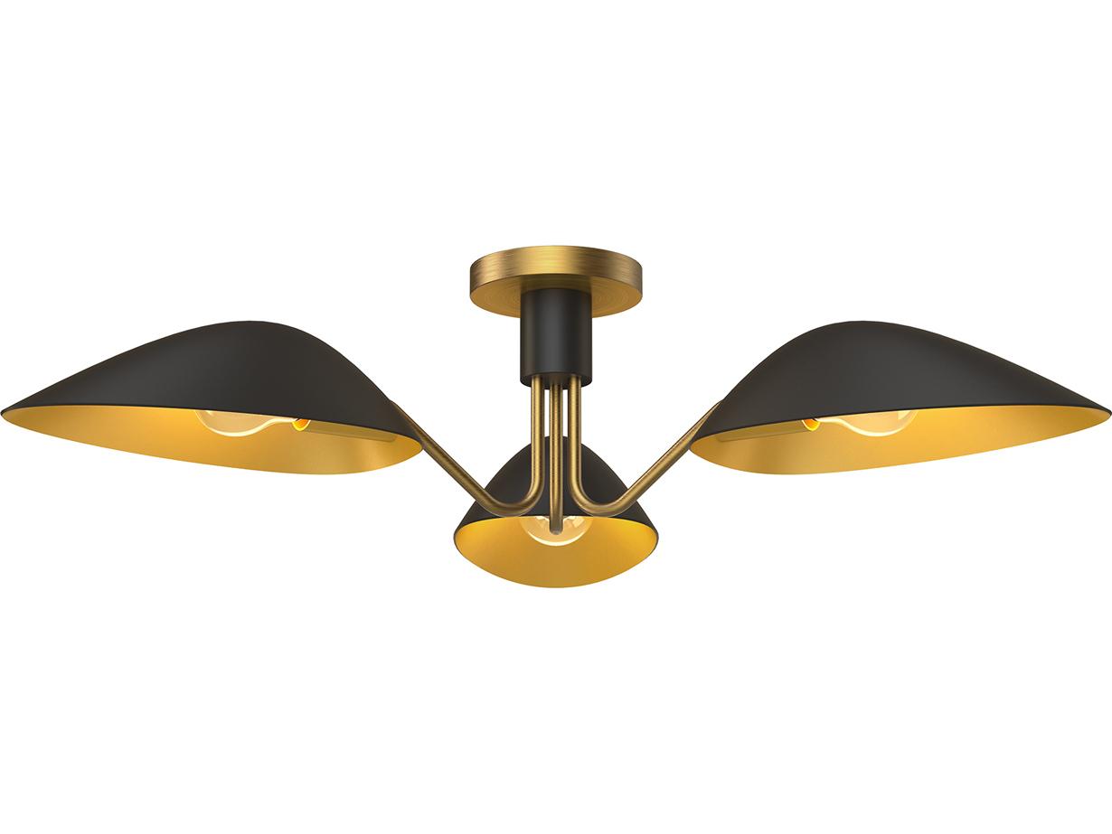 Alora Mood Oscar 3-Light Aged Gold Matte Black Semi Flush Mount