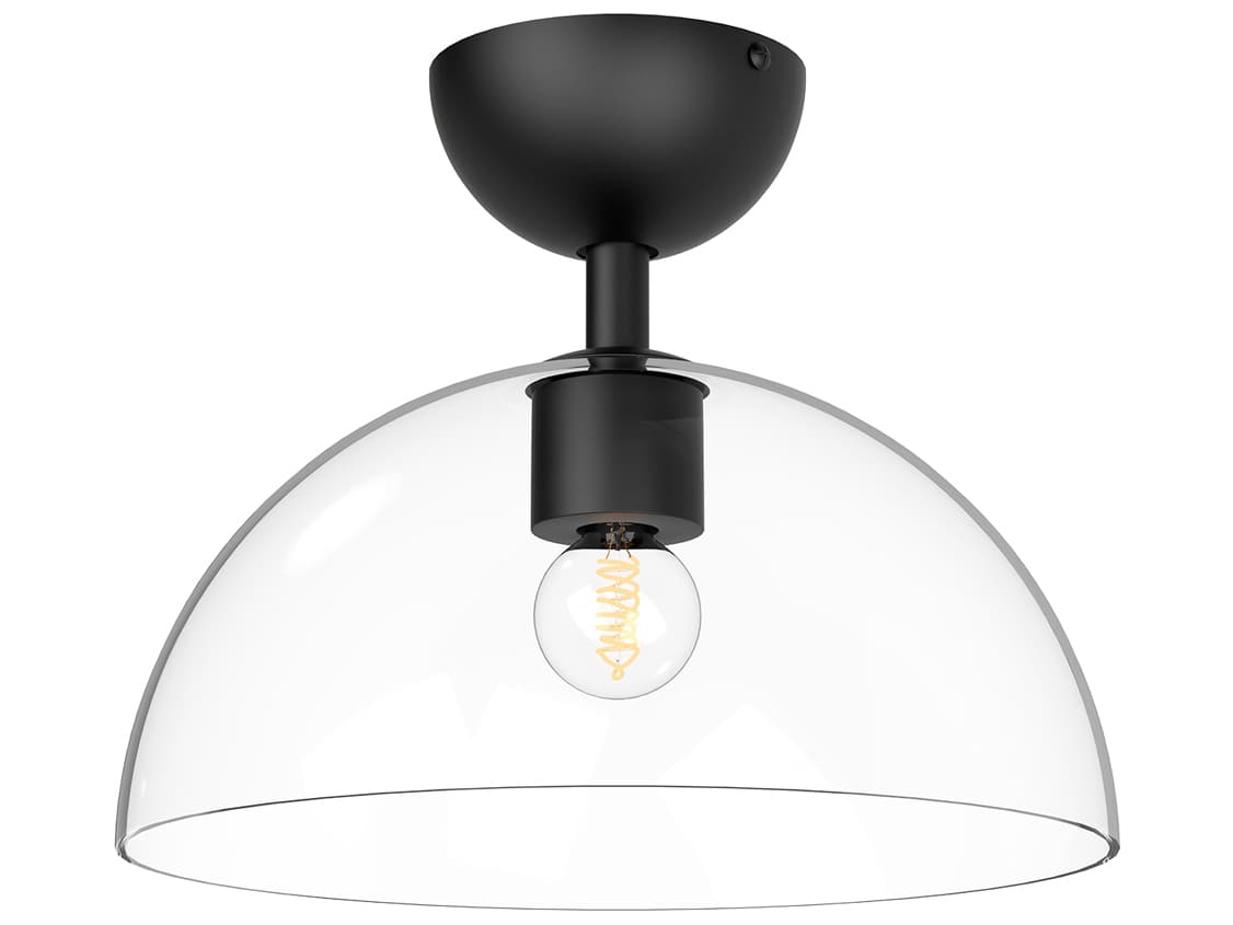 Alora Mood Jude 1-Light Matte Black Dome Semi Flush Mount