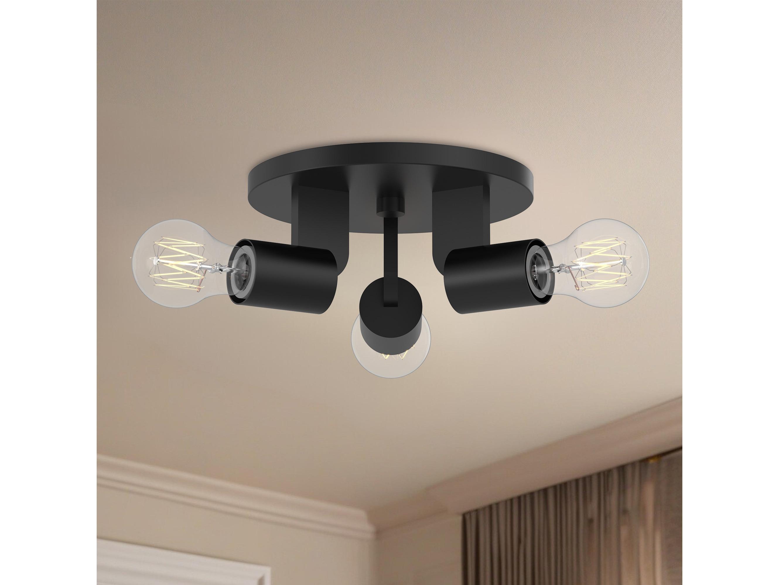 Alora Mood Claire 3-Light Matte Black Semi Flush Mount