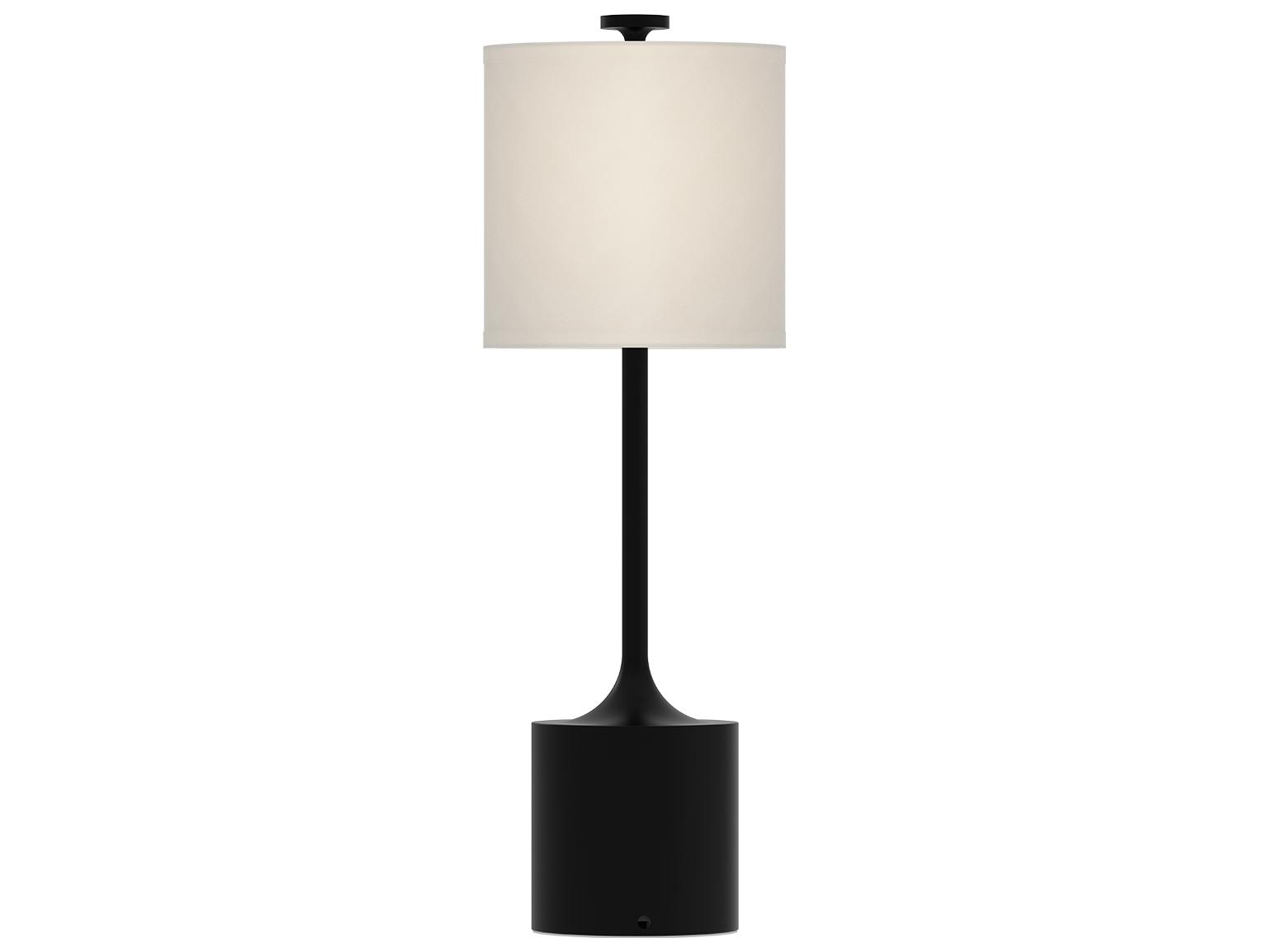 Alora Mood Issa Matte Black Ivory Linen Buffet Lamp