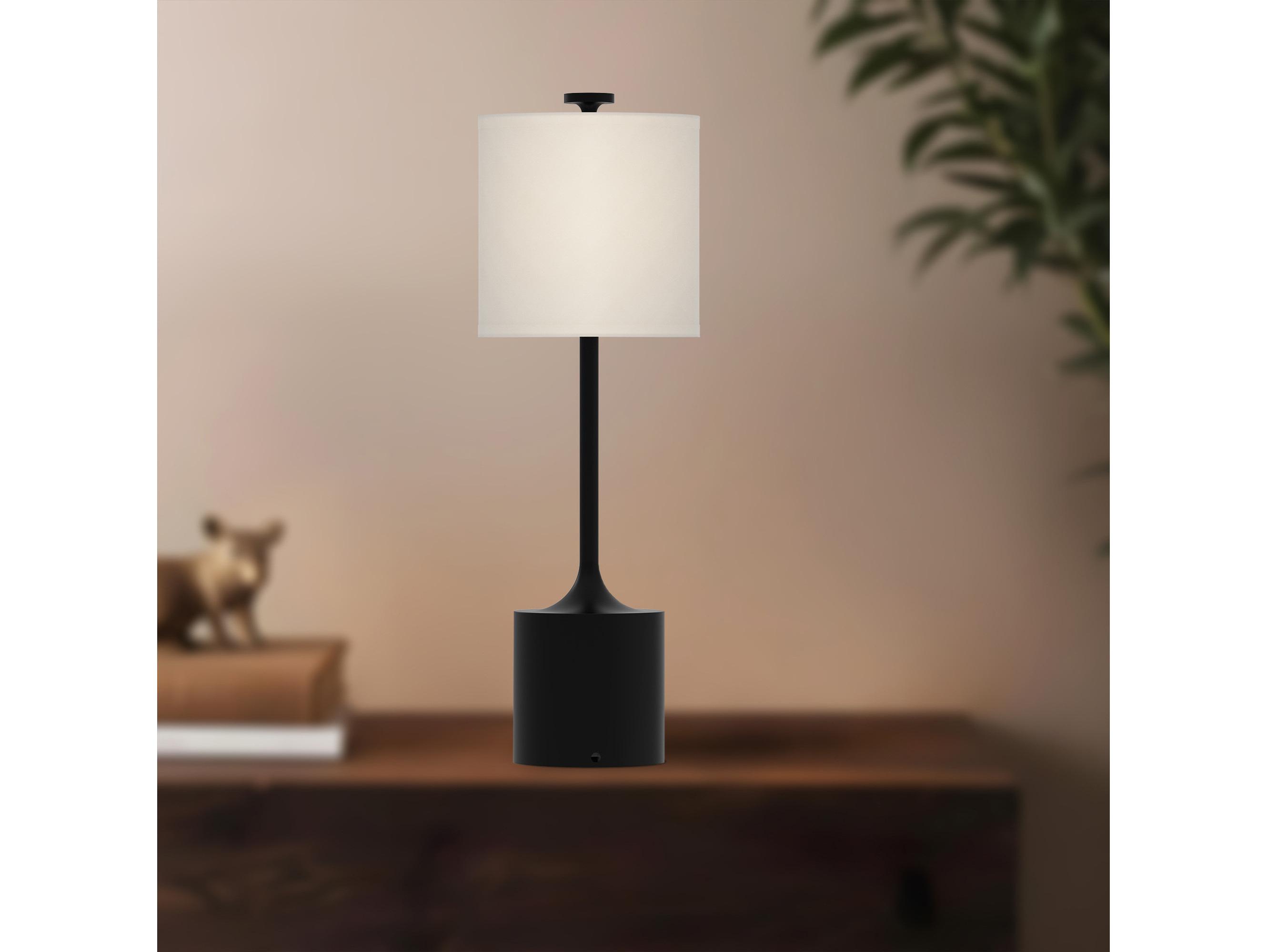 Alora Mood Issa Matte Black Ivory Linen Buffet Lamp