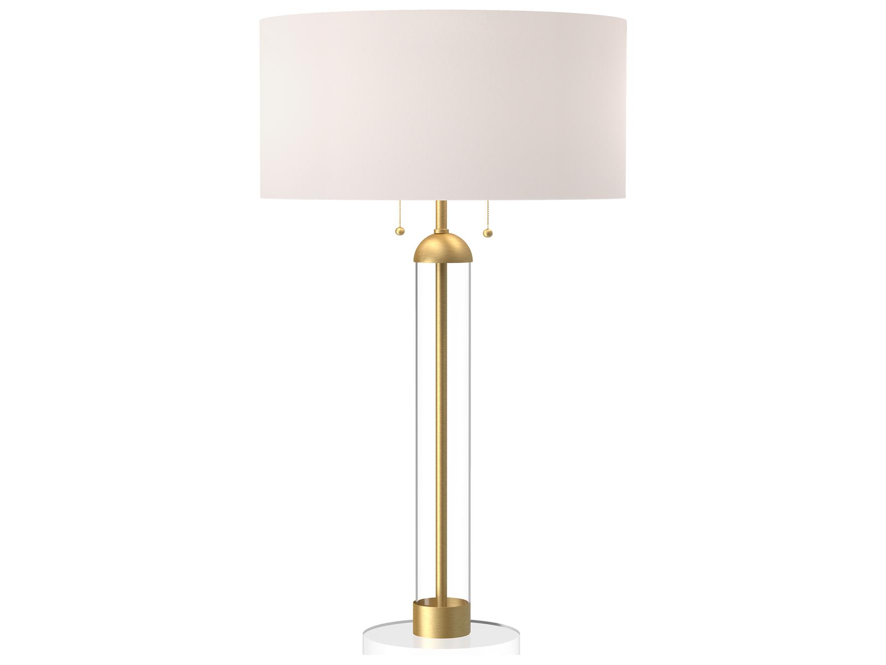Alora Mood Sasha Brushed Gold White Linen Buffet Lamp
