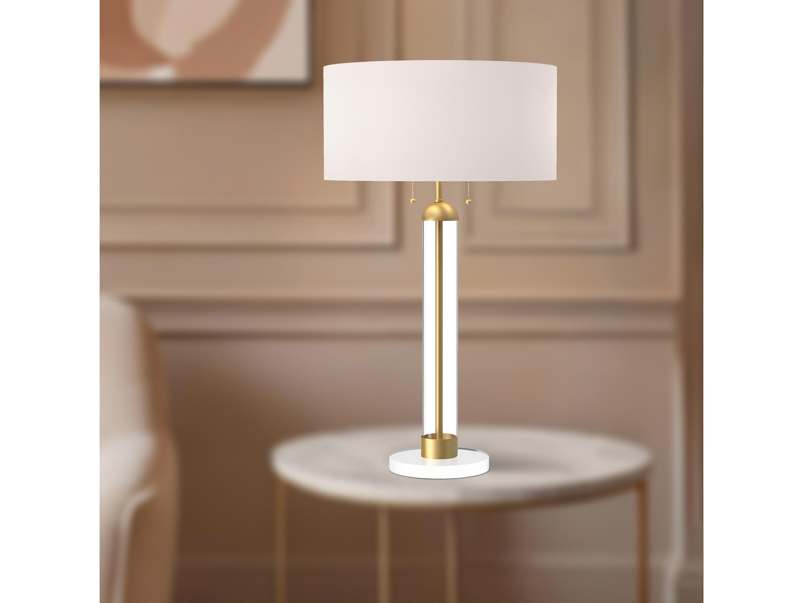 Alora Mood Sasha Brushed Gold White Linen Buffet Lamp