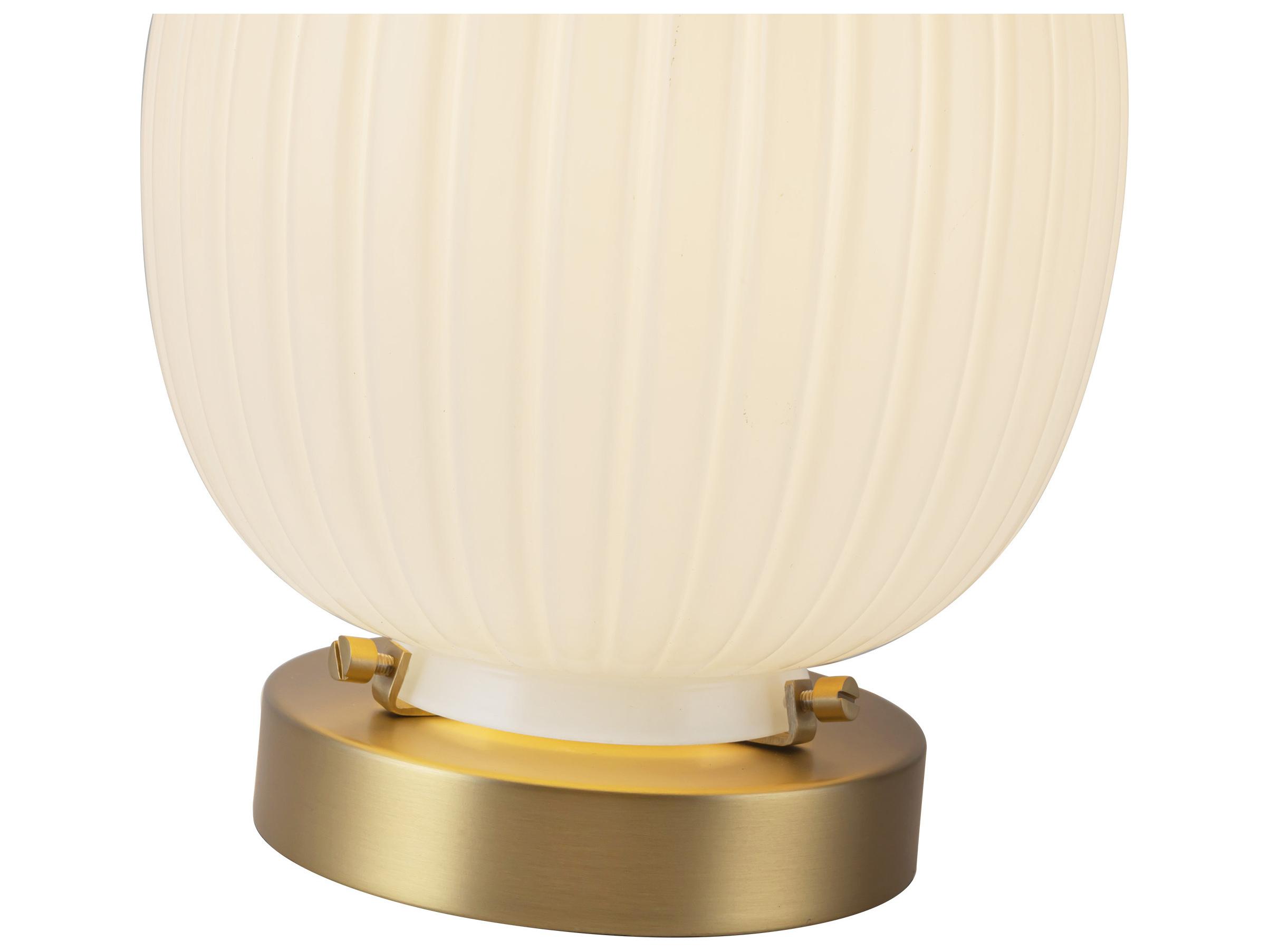 Alora Mood Cherise Brushed Gold Glossy Ribbed Opal Glass Table Lamp