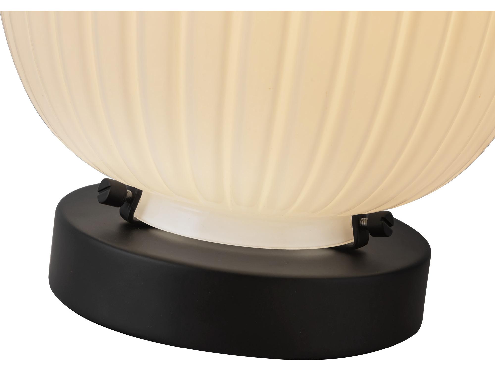 Alora Mood Cherise Matte Black Glossy Ribbed Opal Glass Table Lamp