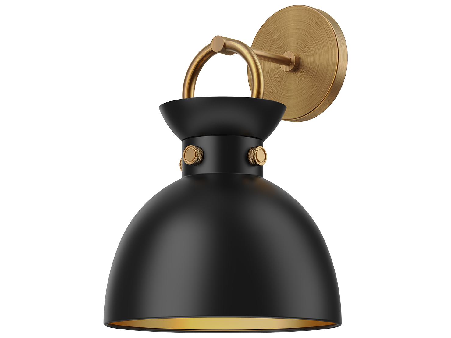 Alora Mood Waldo 1-Light Aged Gold Matte Black Wall Sconce
