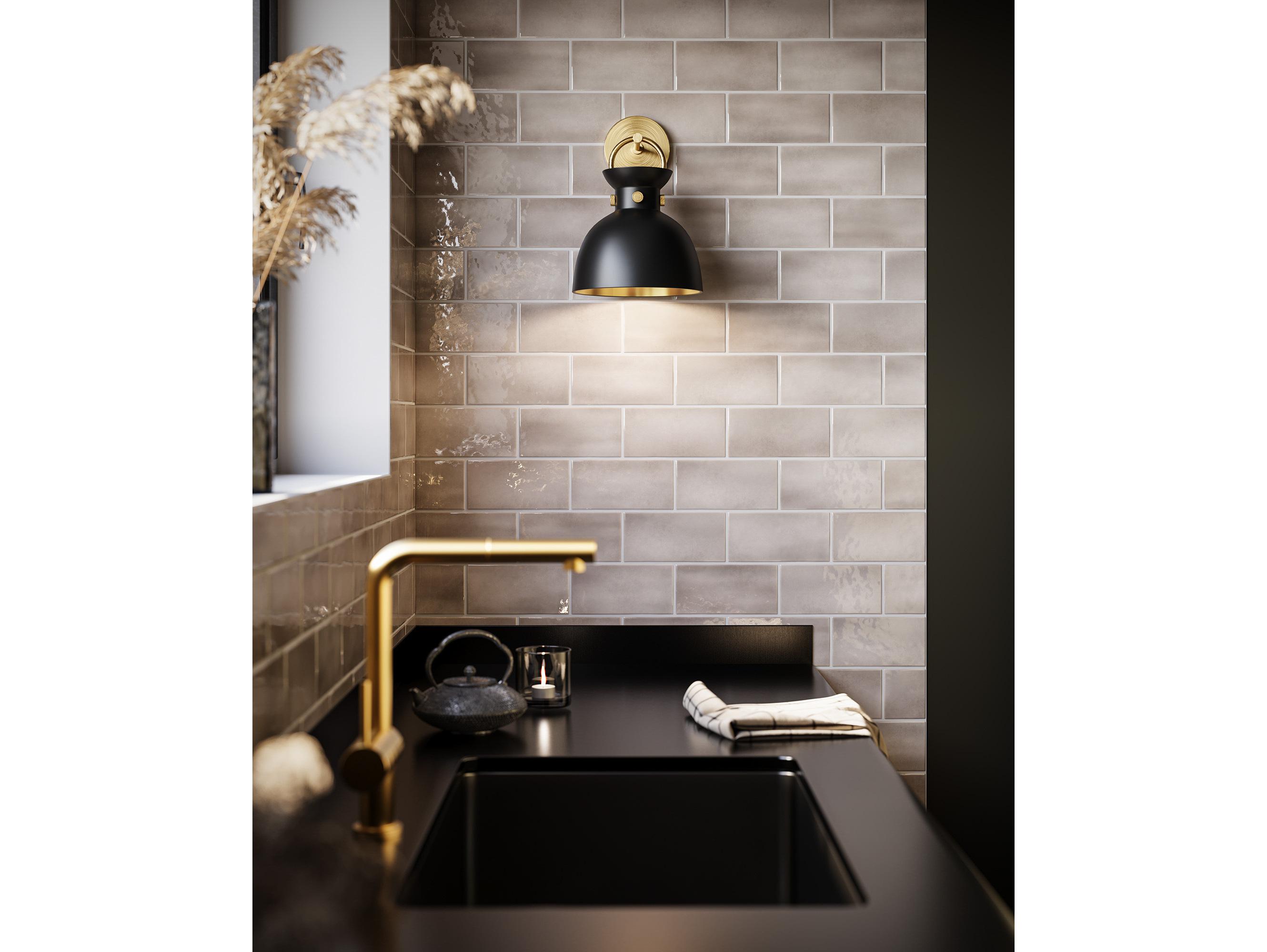 Alora Mood Waldo 1-Light Aged Gold Matte Black Wall Sconce