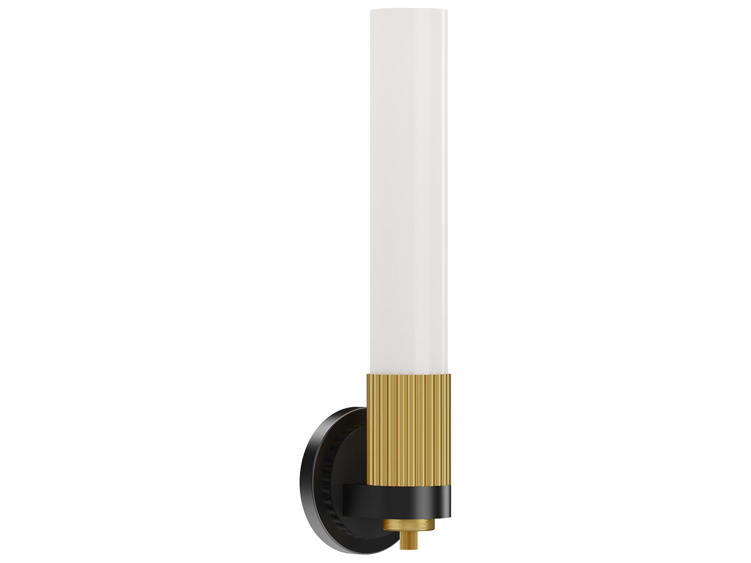 Alora Mood Rue 1-Light Matte Black Brushed Gold Vanity Light