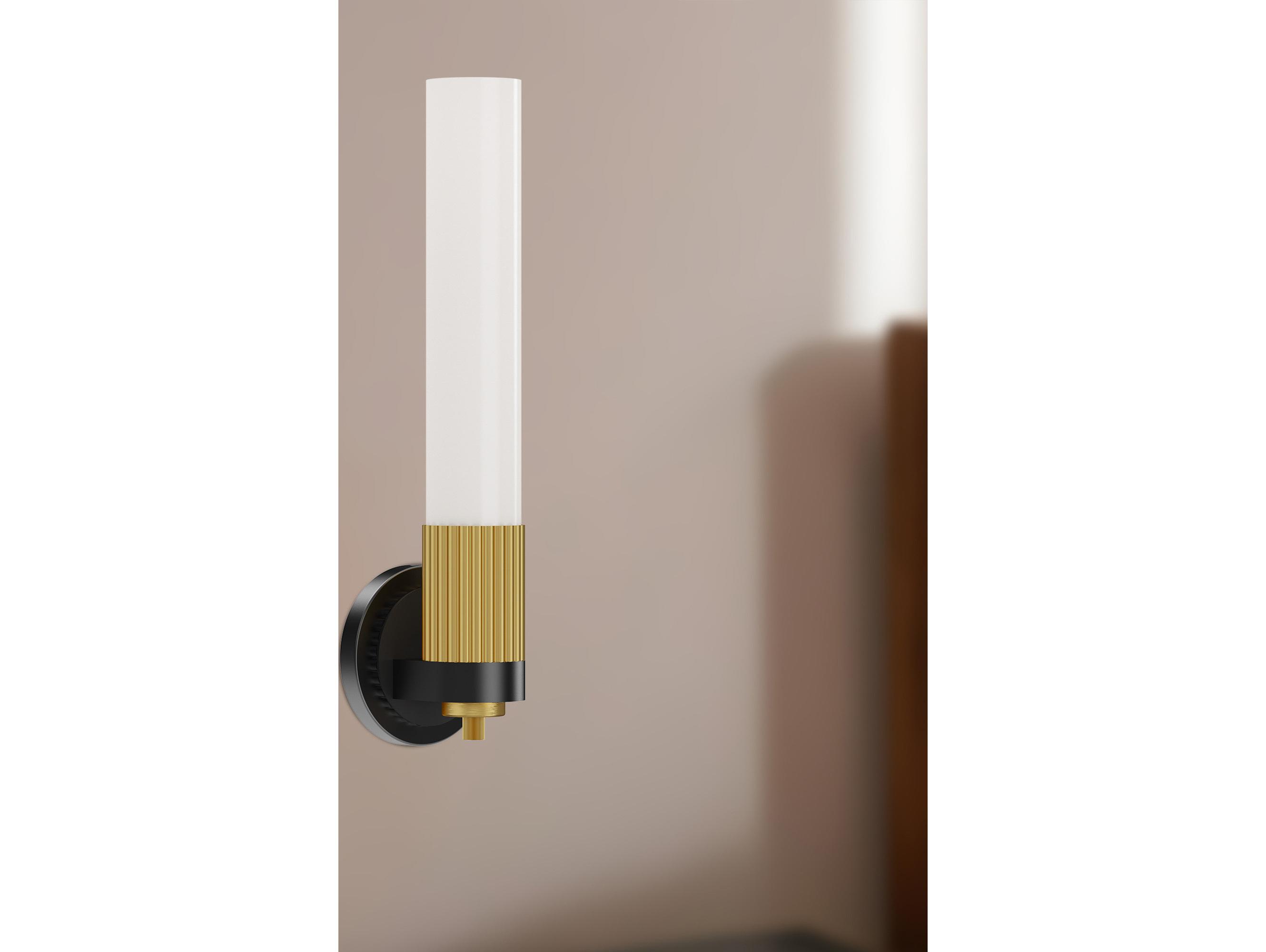 Alora Mood Rue 1-Light Matte Black Brushed Gold Vanity Light