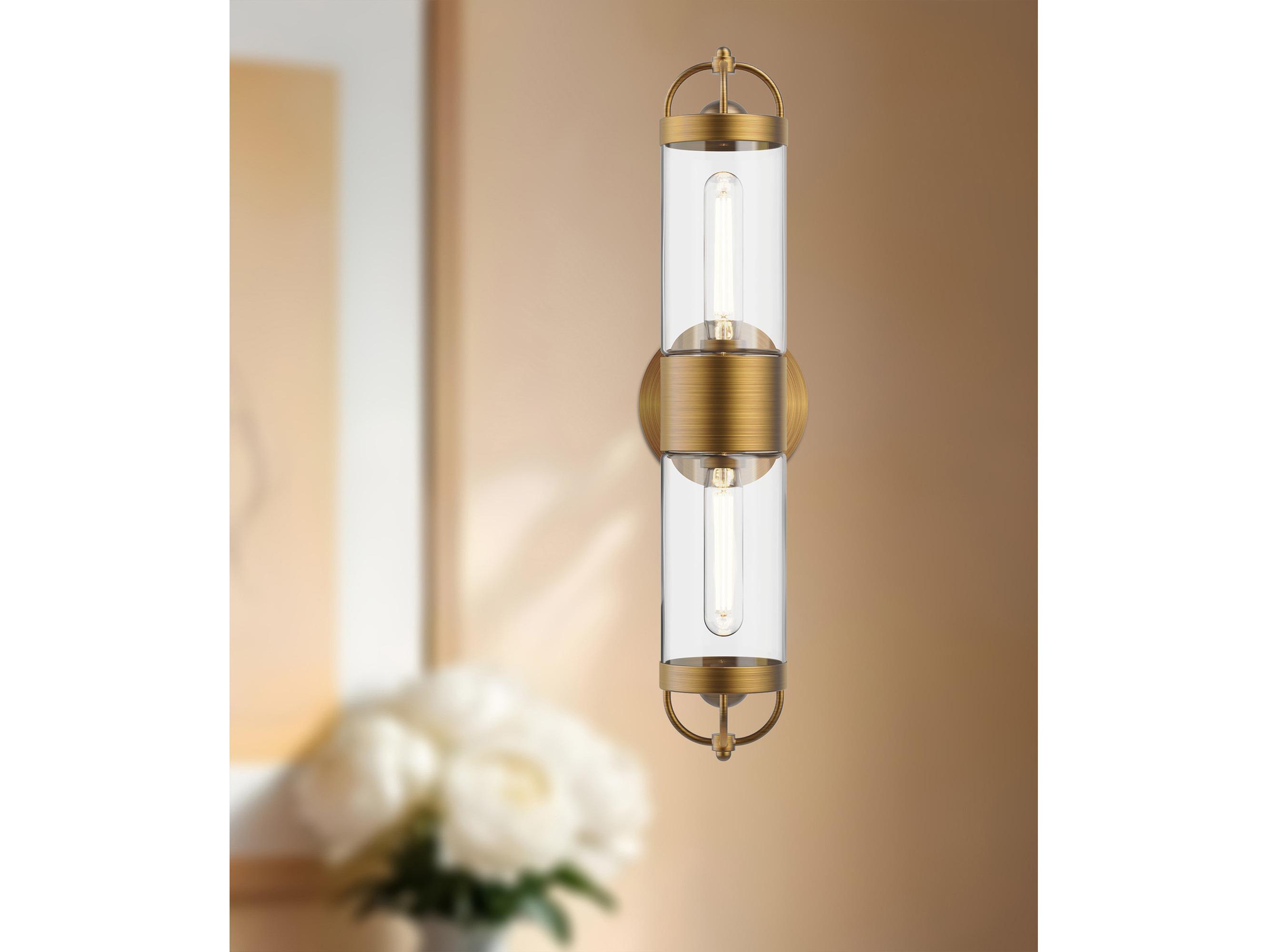 Alora Mood Lancaster 2-Light Aged Gold Wall Sconce