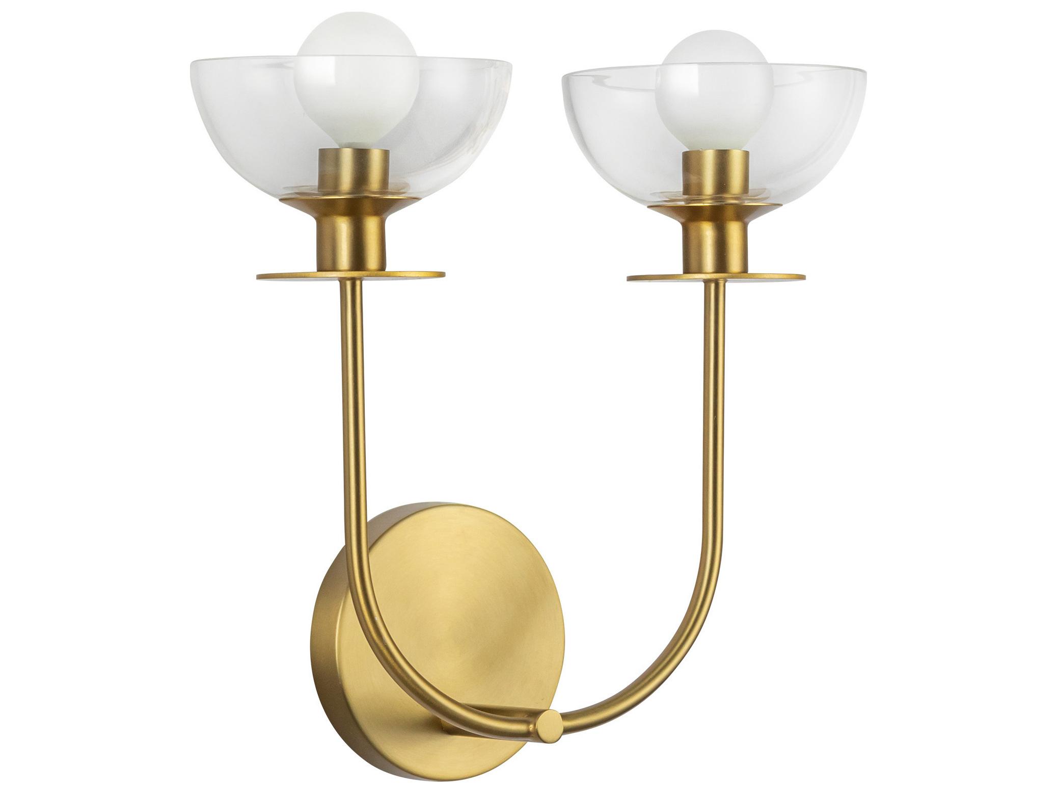 Alora Mood Sylvia 2-Light Brushed Gold Wall Sconce